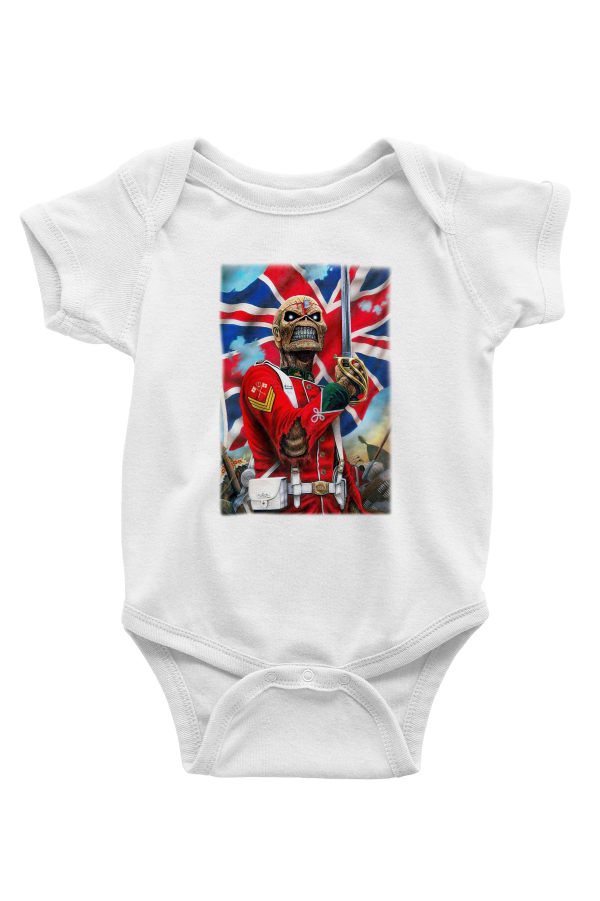 Iron Maiden Baskılı Beyaz Unisex Bebek Body - Zıbın