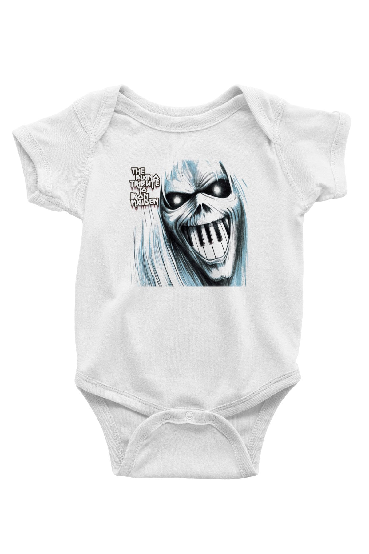 Iron Maiden Baskılı Beyaz Unisex Bebek Body - Zıbın