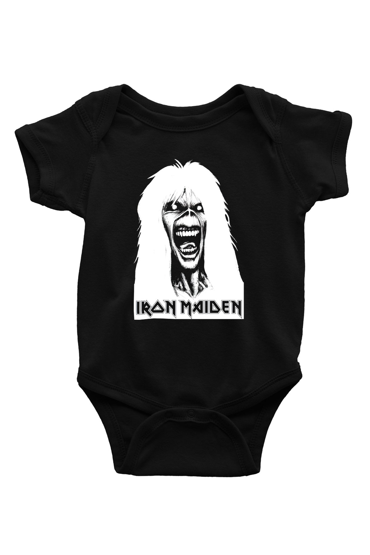 Iron Maiden Baskılı Siyah Bebek Body - Zıbın