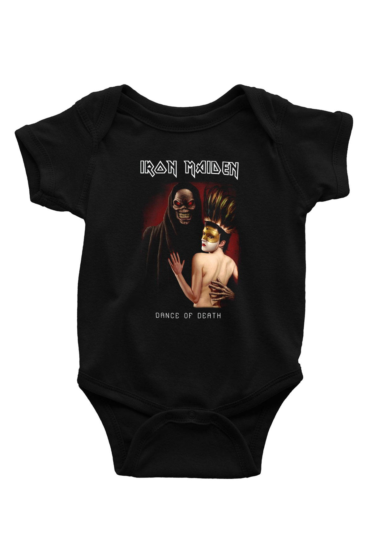Iron Maiden Baskılı Siyah Bebek Body - Zıbın