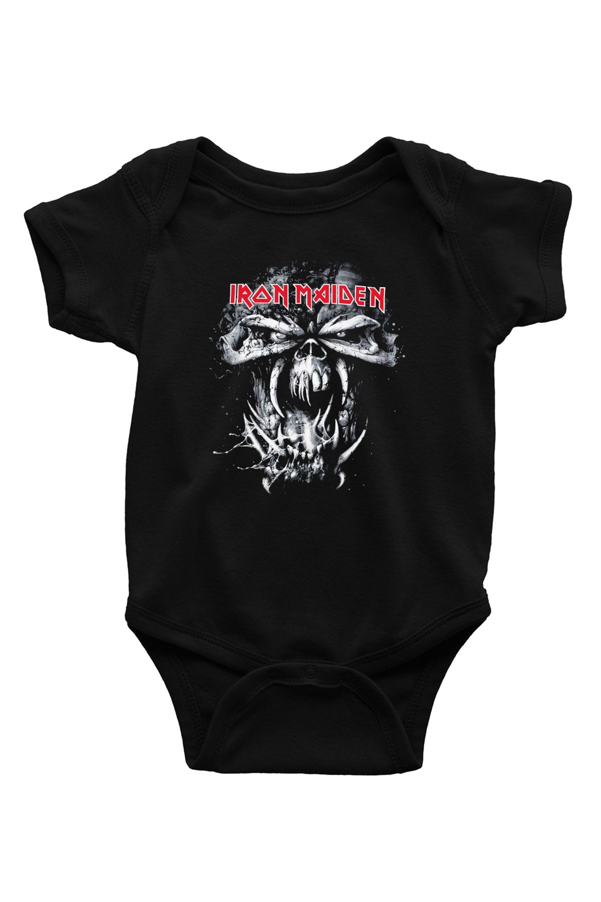 Iron Maiden Baskılı Siyah Bebek Body - Zıbın