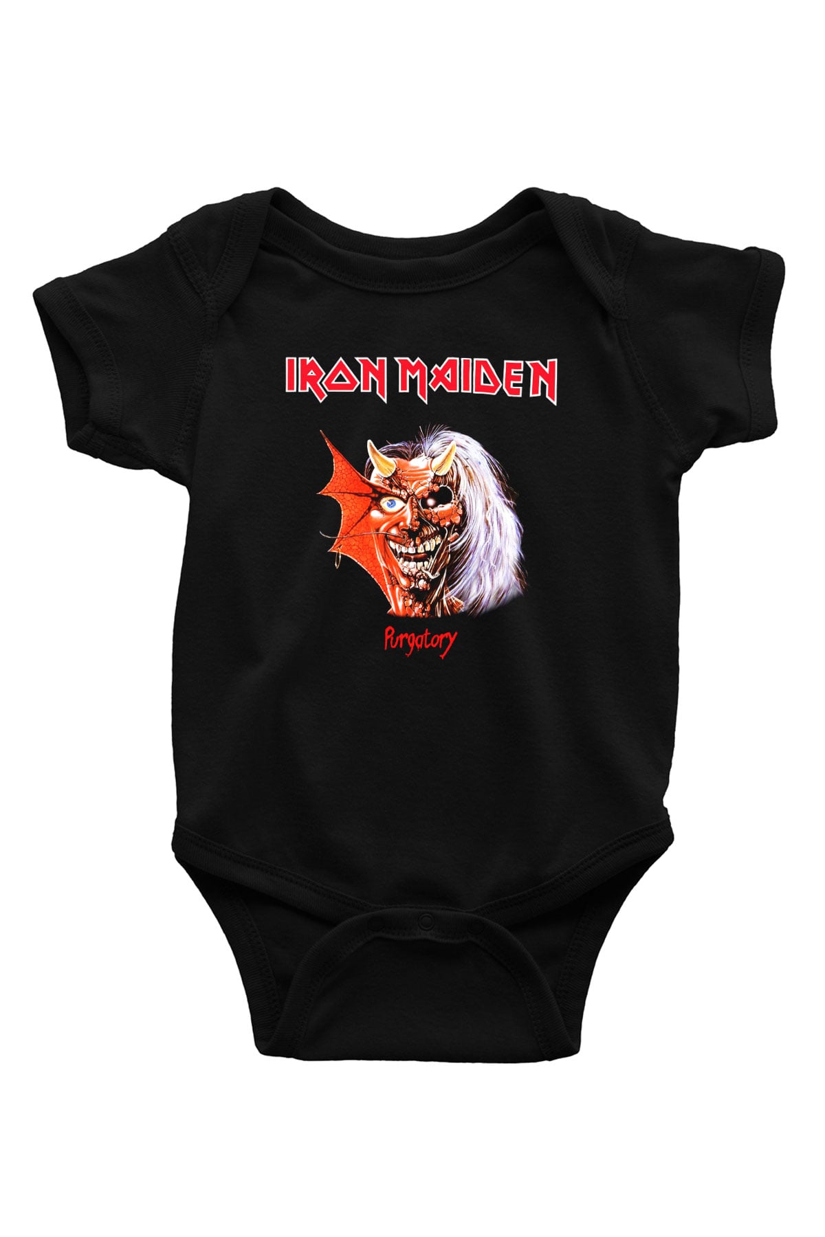 Iron Maiden Baskılı Siyah Bebek Body - Zıbın