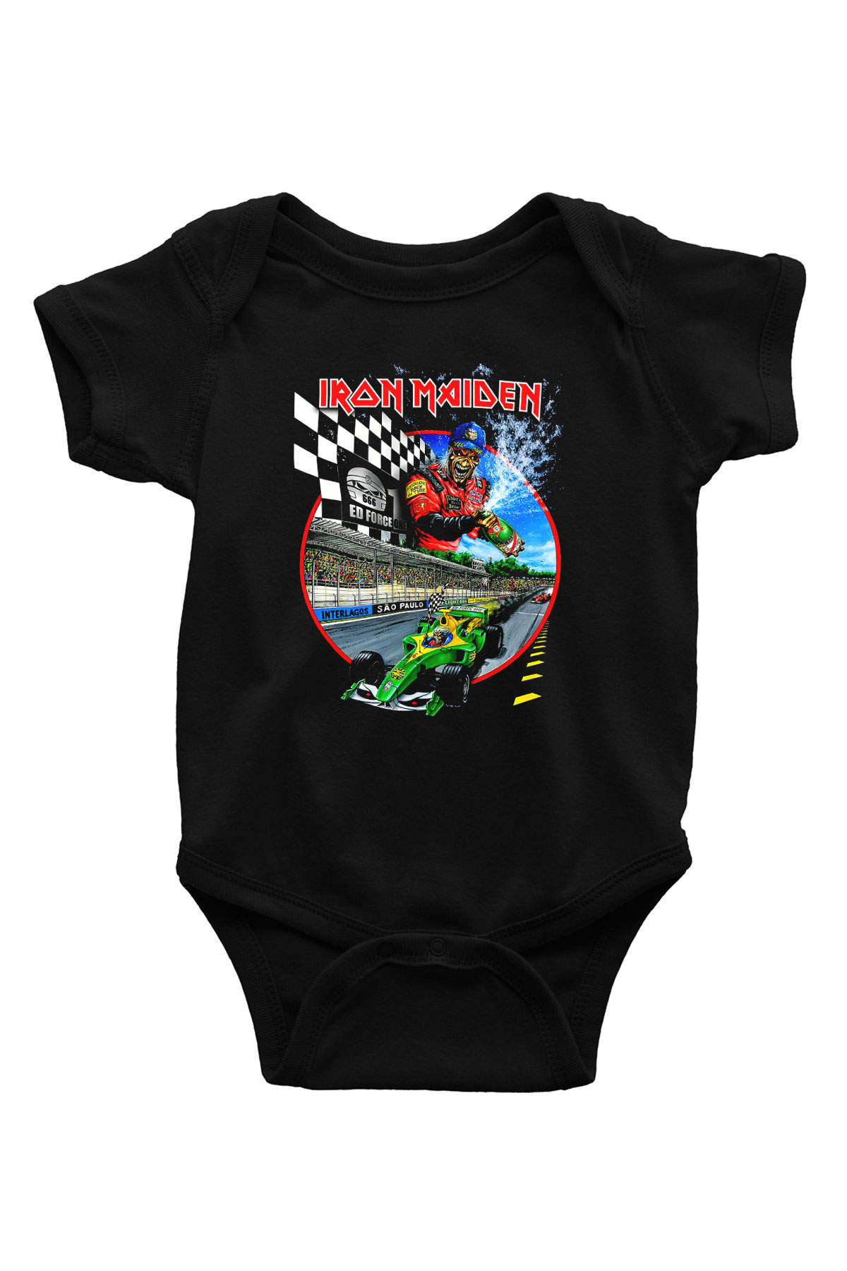 Iron Maiden Baskılı Siyah Bebek Body - Zıbın