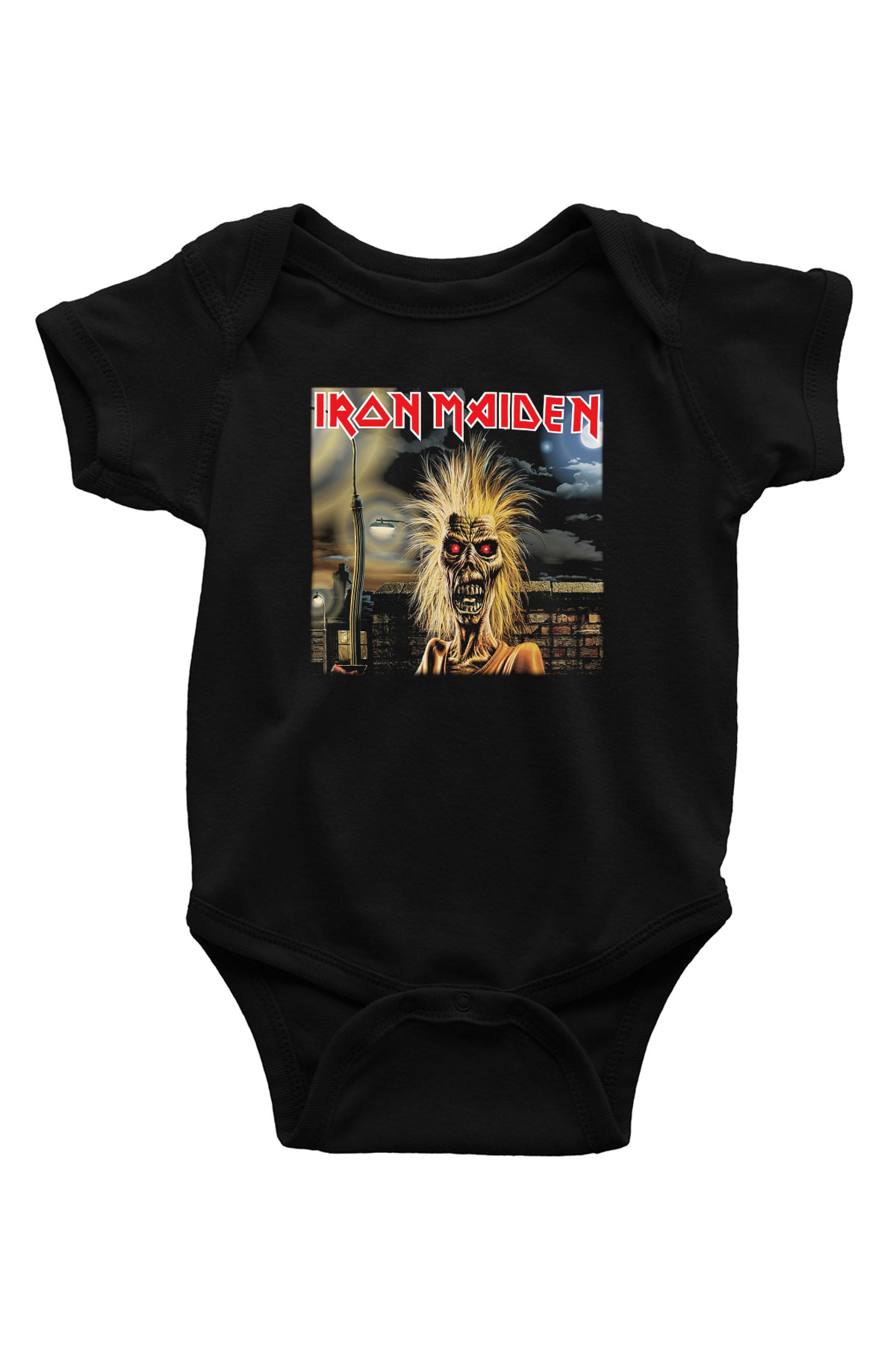 Iron Maiden Baskılı Siyah Bebek Body - Zıbın