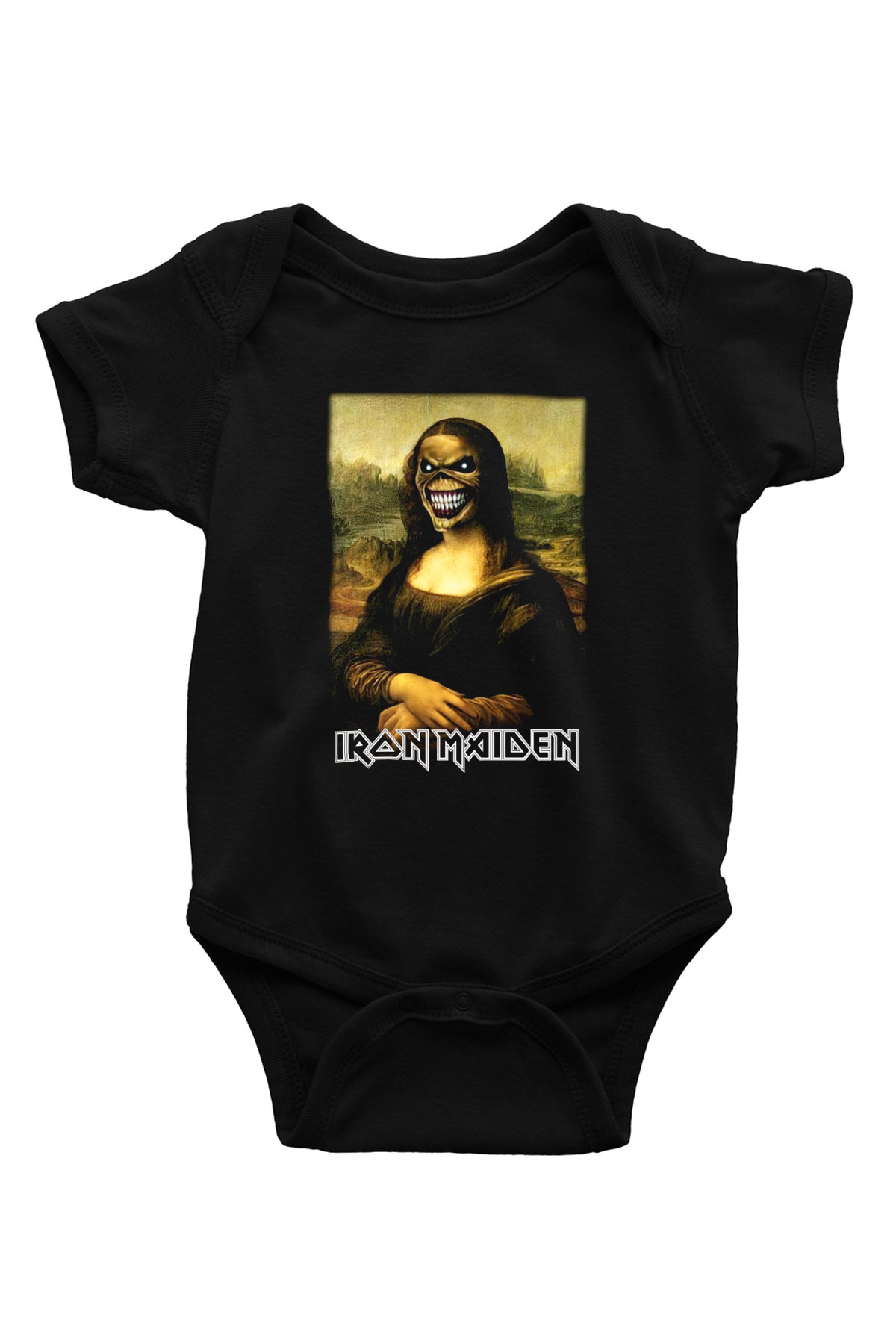 Iron Maiden Baskılı Siyah Bebek Body - Zıbın