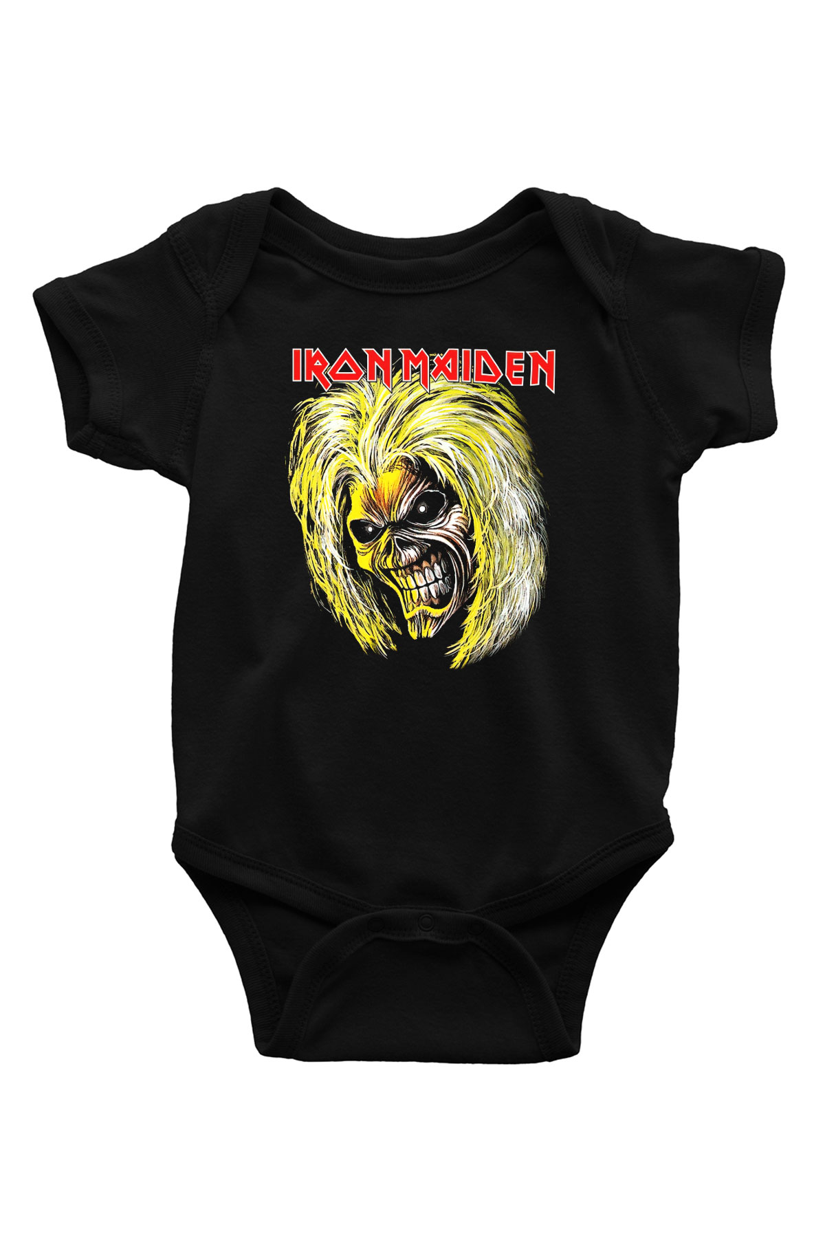 Iron Maiden Baskılı Siyah Bebek Body - Zıbın