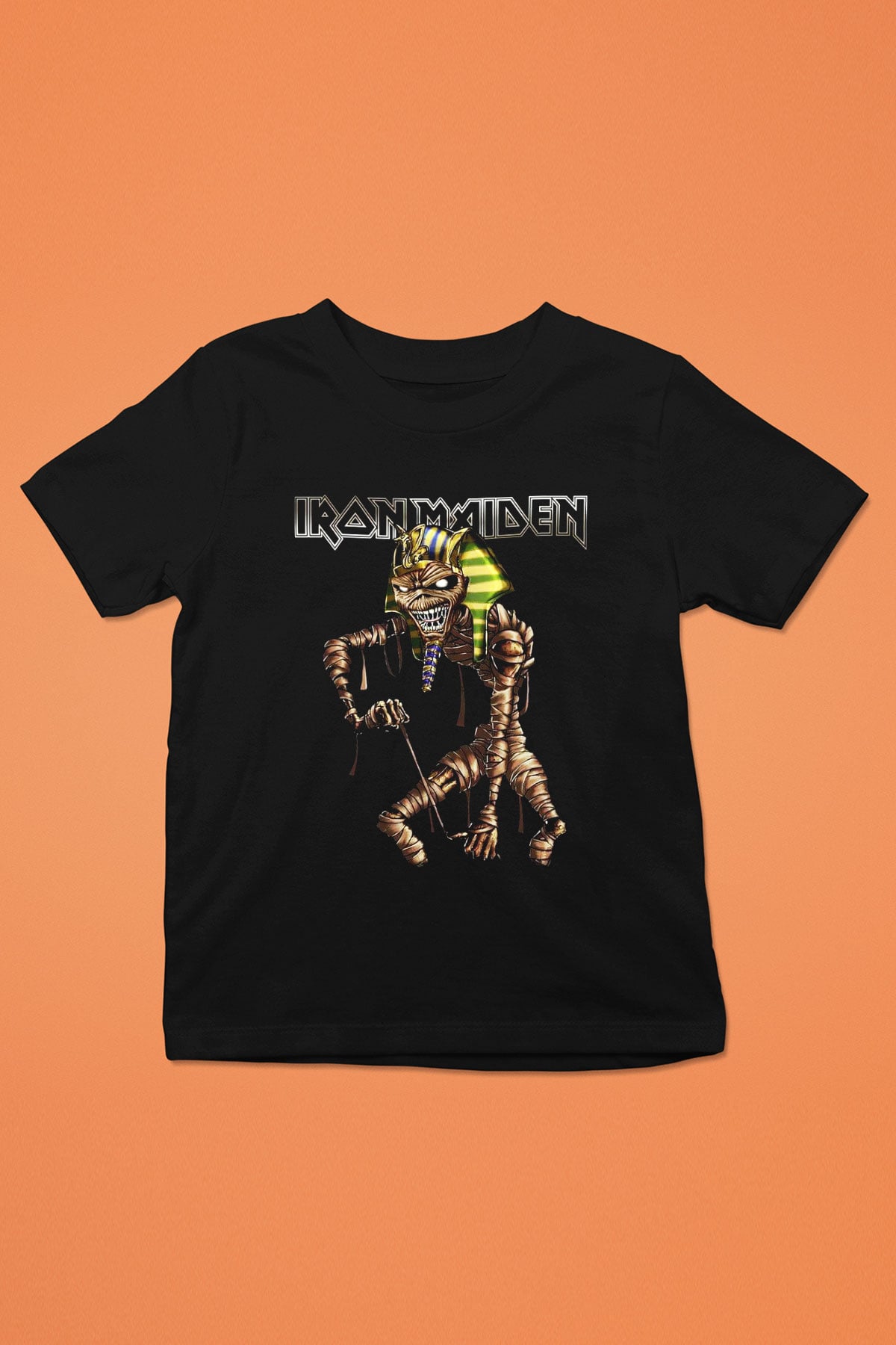 Iron Maiden Baskılı Siyah Unisex Çocuk Tişört