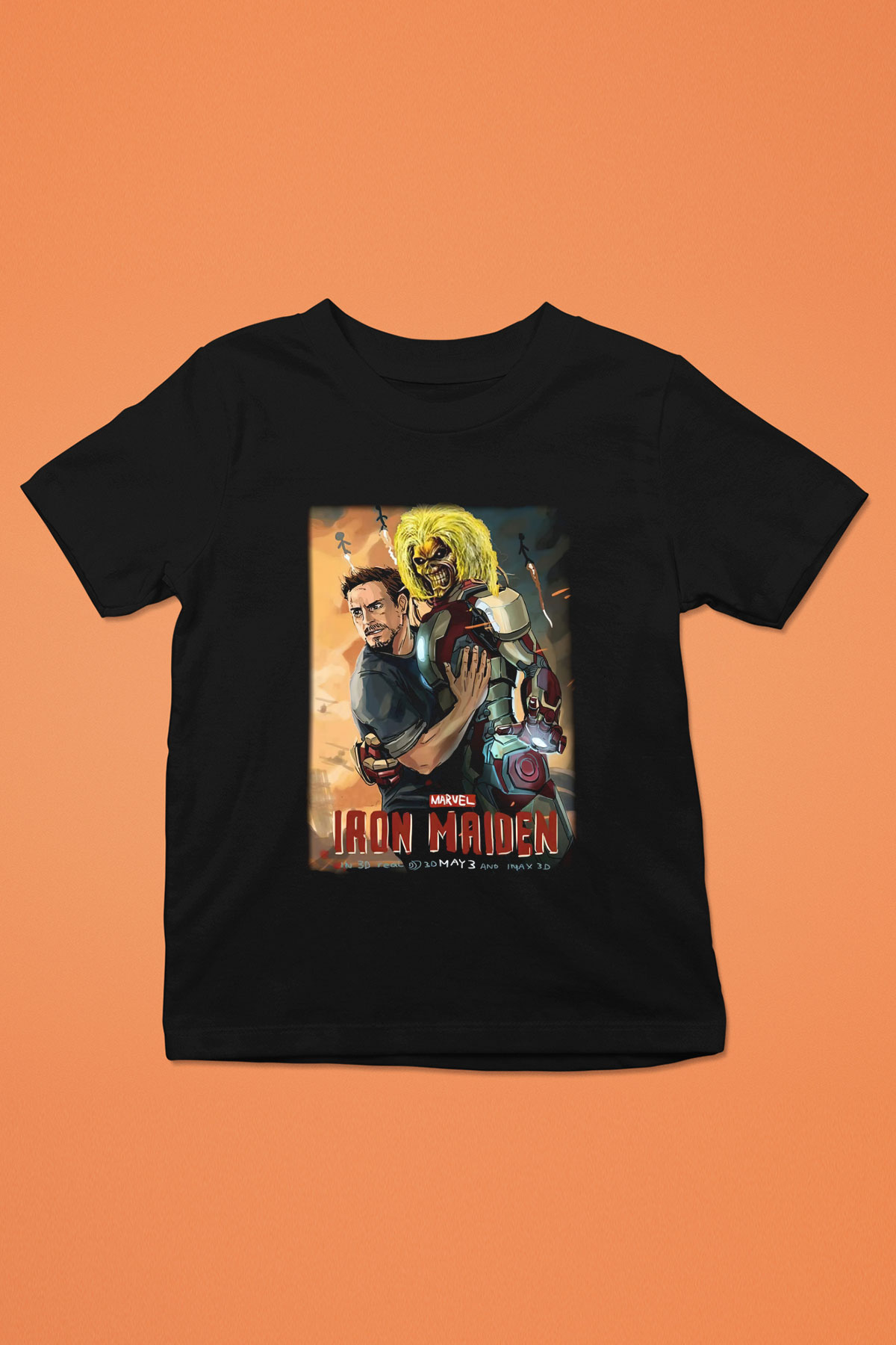 Iron Maiden Baskılı Siyah Unisex Çocuk Tişört
