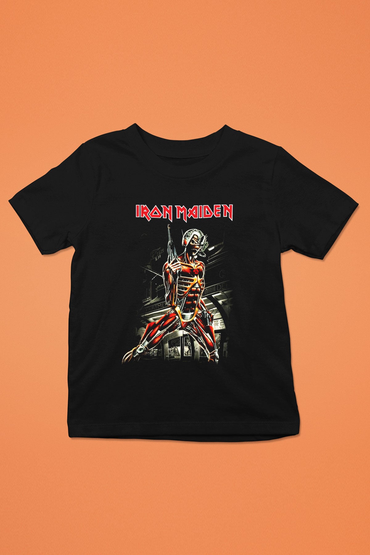 Iron Maiden Baskılı Siyah Unisex Çocuk Tişört