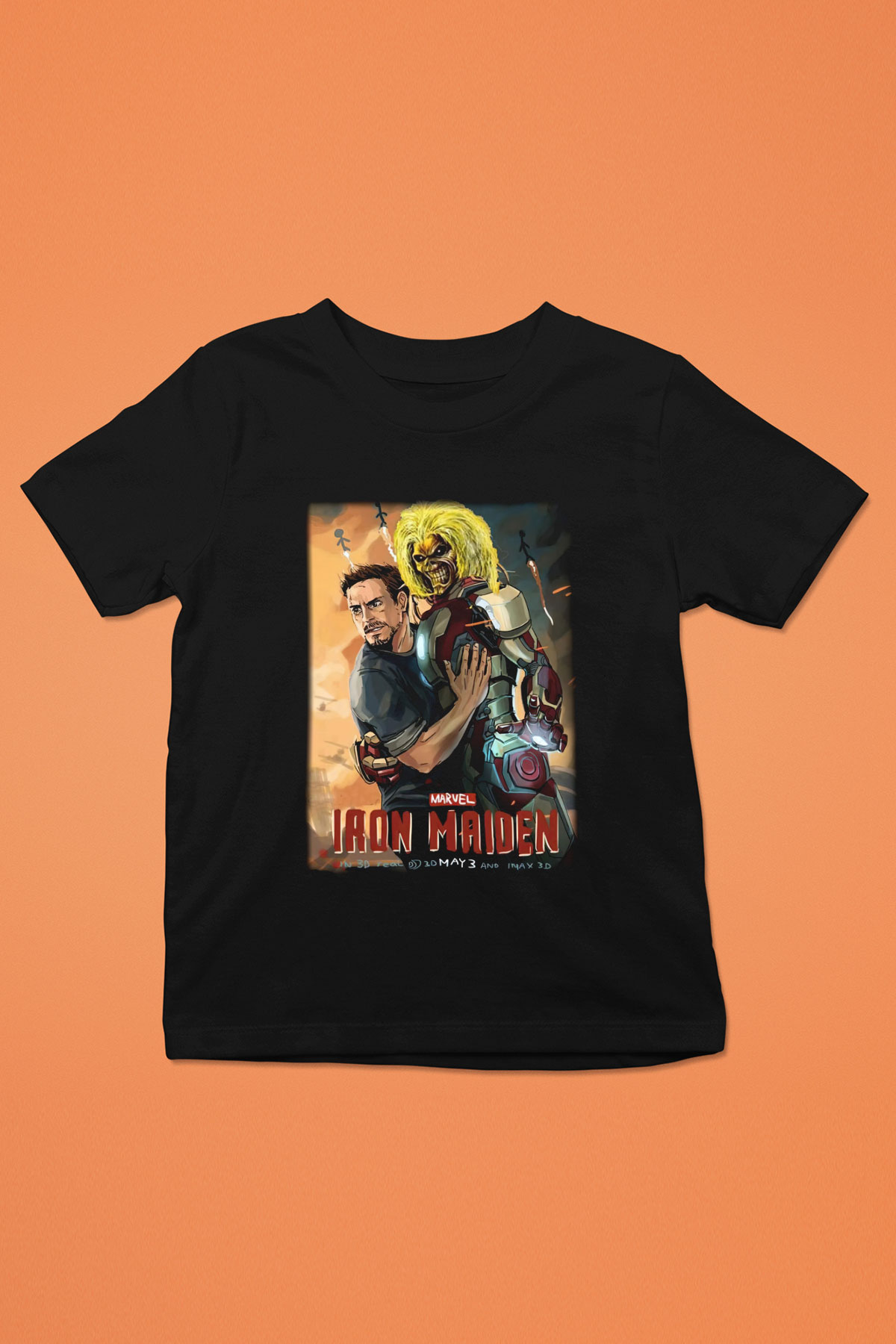 Iron Maiden Baskılı Siyah Unisex Çocuk Tişört