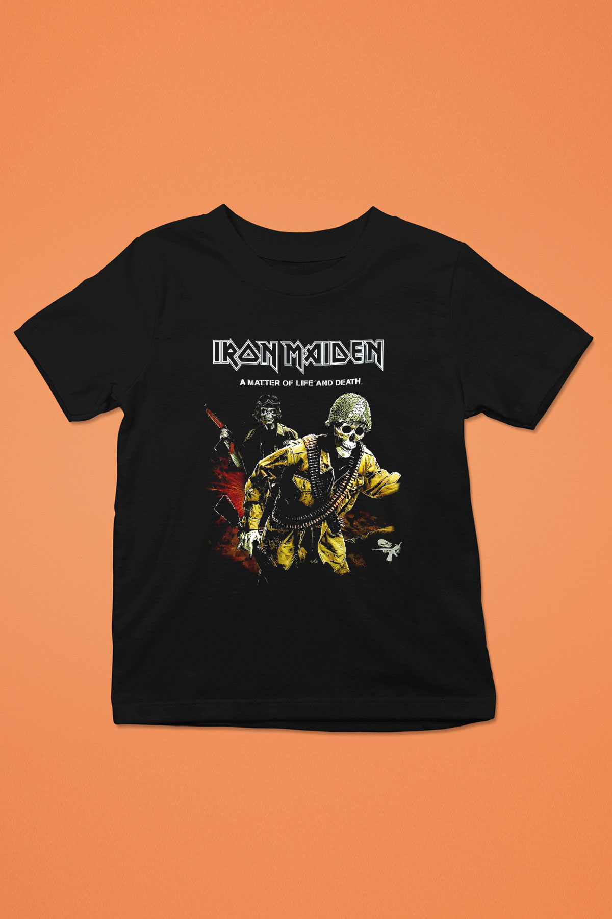 Iron Maiden Baskılı Siyah Unisex Çocuk Tişört