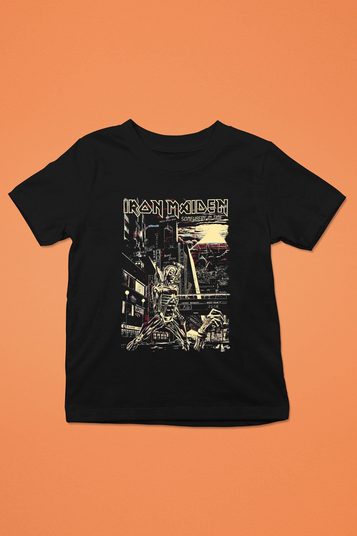 Iron Maiden Baskılı Siyah Unisex Çocuk Tişört