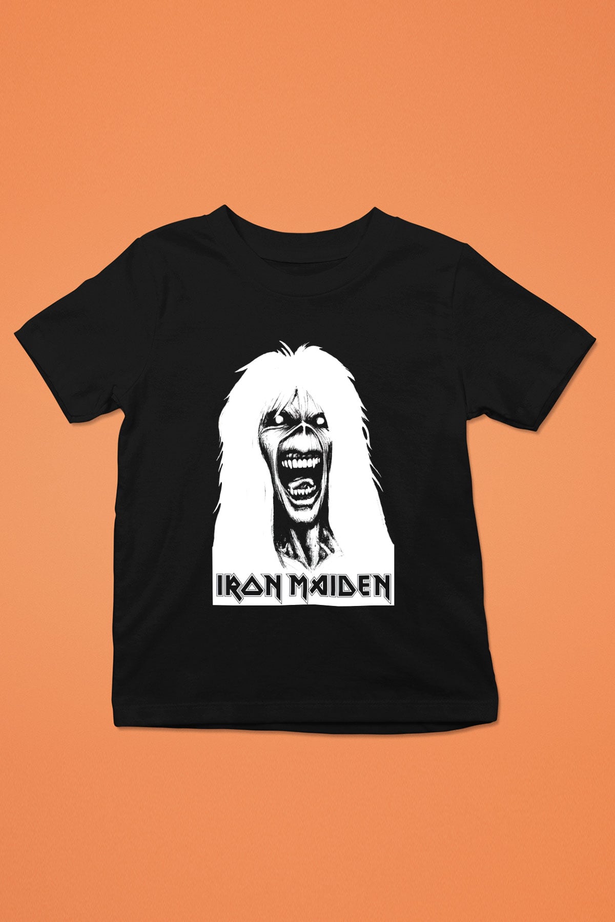 Iron Maiden Baskılı Siyah Unisex Çocuk Tişört