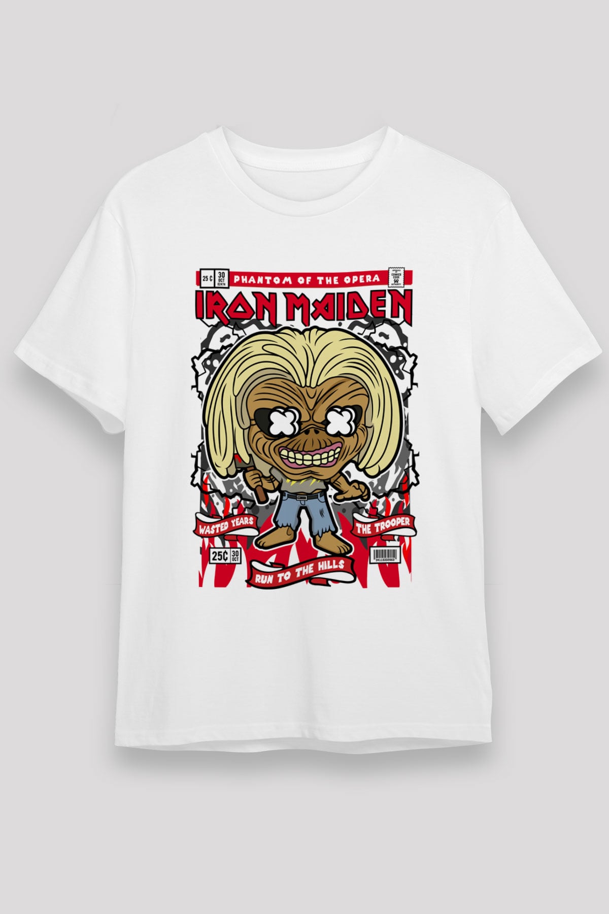 Iron Maiden Baskılı Unisex Beyaz Tişört