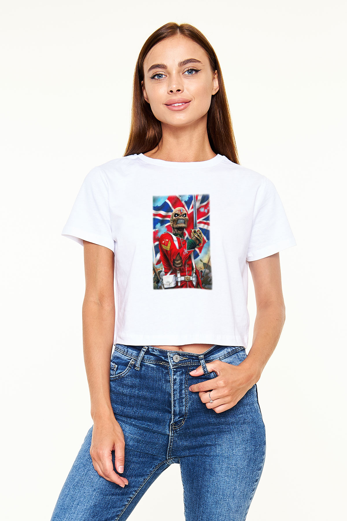 Iron Maiden Beyaz Croptop Tişört
