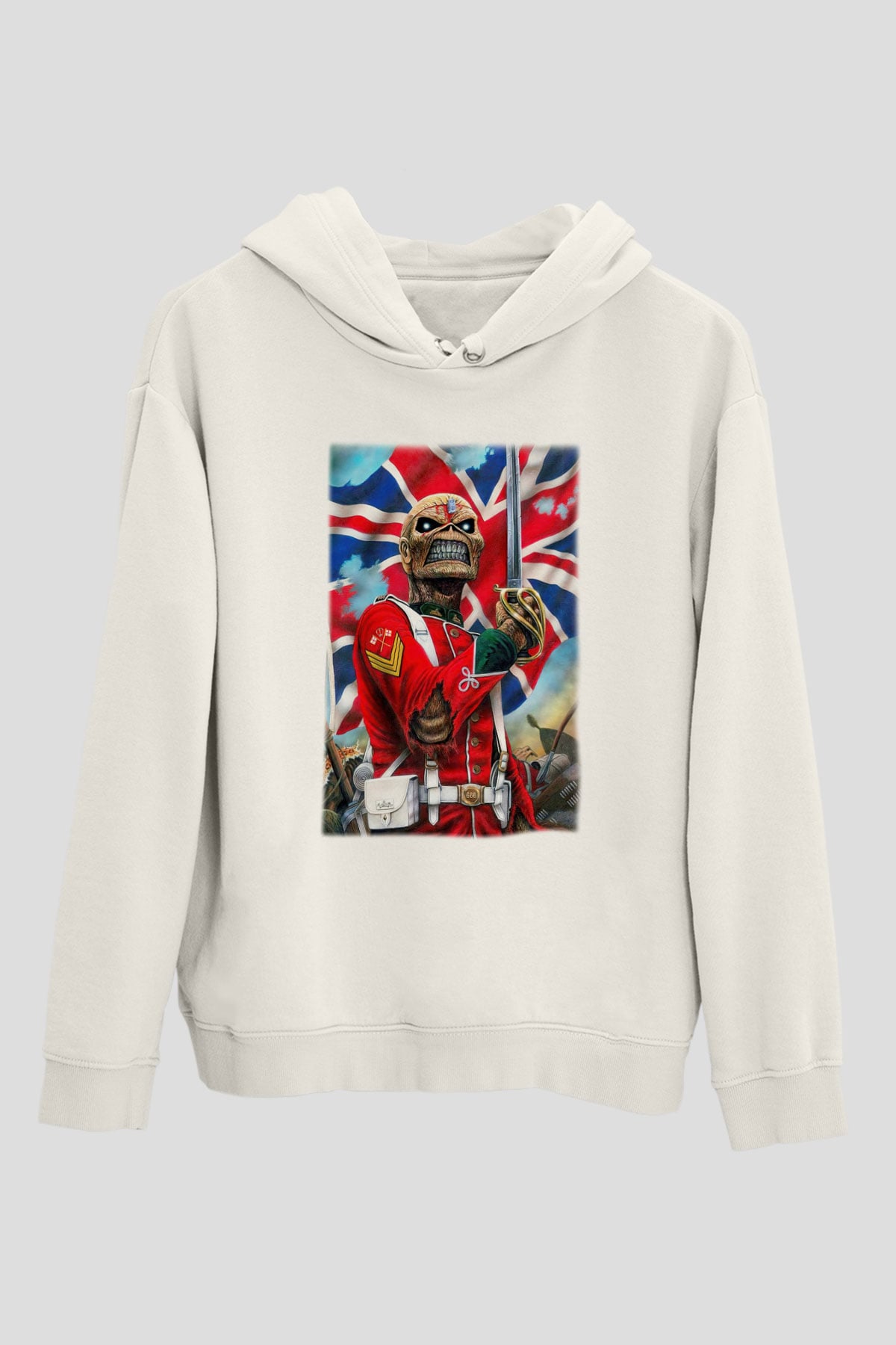 Iron Maiden Beyaz Unisex Kapşonlu Sweatshirt