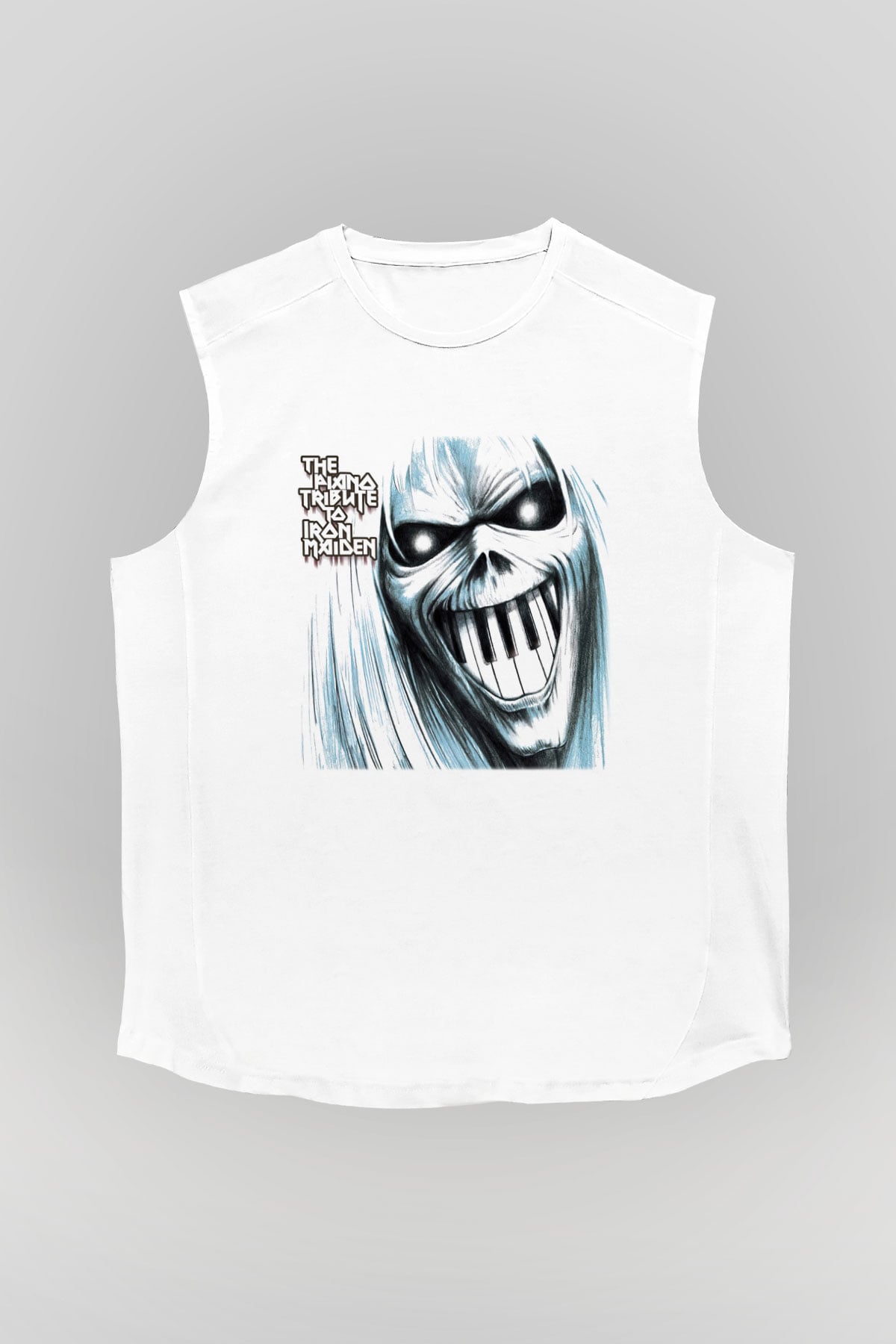 Iron Maiden Beyaz Unisex Kolsuz Tişört