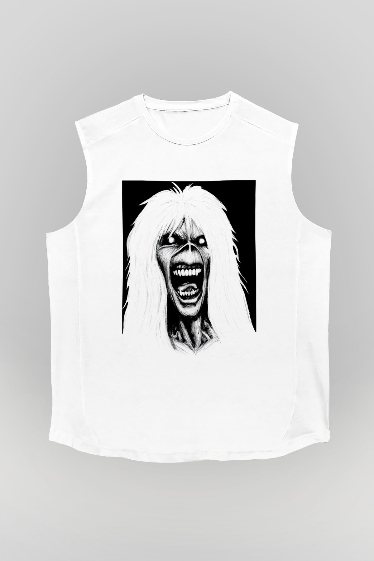Iron Maiden Beyaz Unisex Kolsuz Tişört