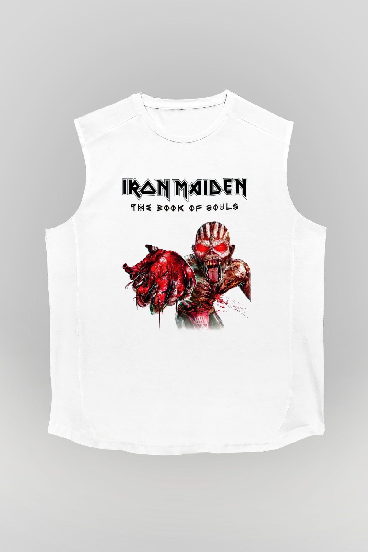 Iron Maiden Beyaz Unisex Kolsuz Tişört