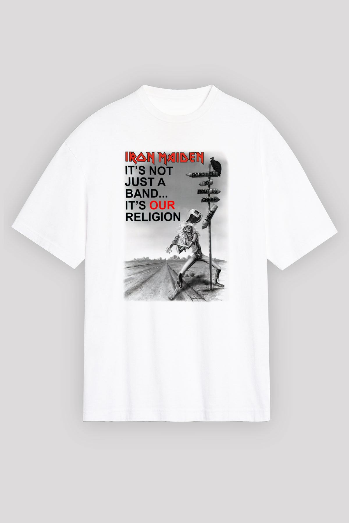 Iron Maiden Beyaz Unisex Oversize Tişört T-Shirt