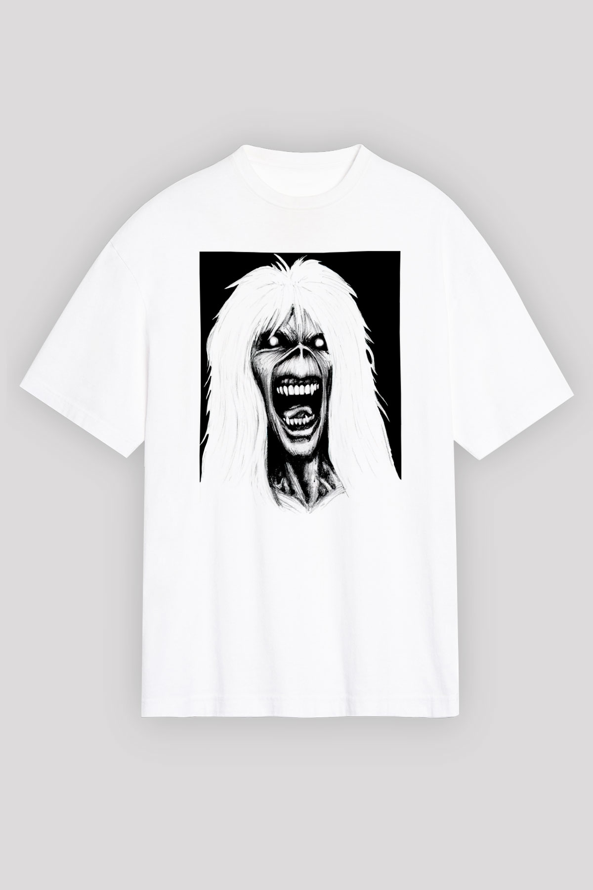 Iron Maiden Beyaz Unisex Oversize Tişört T-Shirt