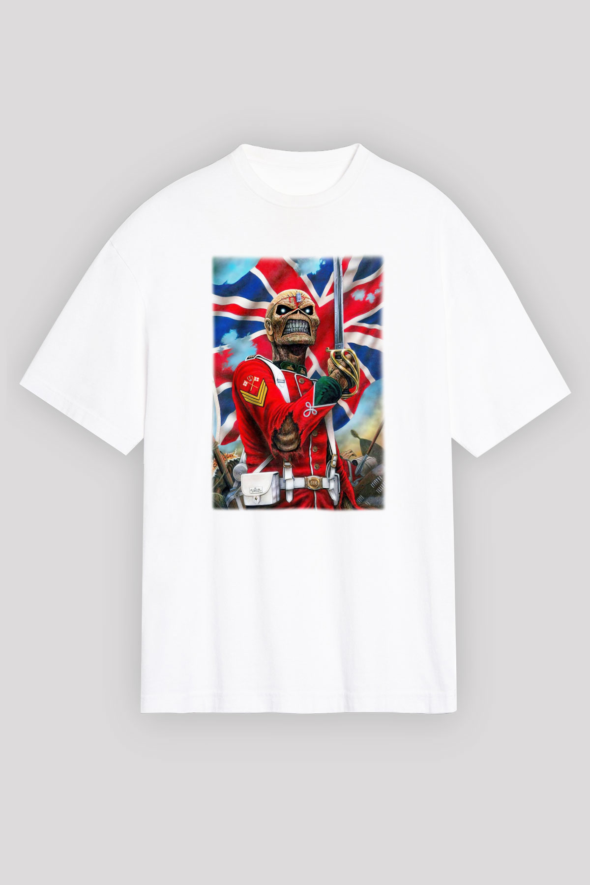 Iron Maiden Beyaz Unisex Oversize Tişört T-Shirt