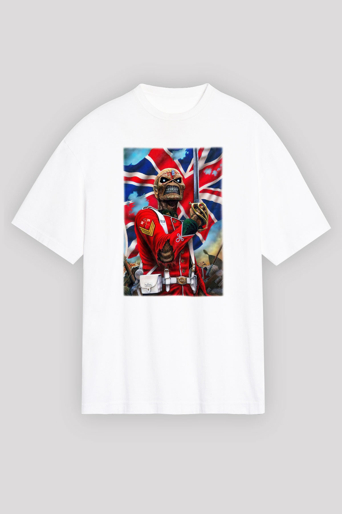 Iron Maiden Beyaz Unisex Oversize Tişört T-Shirt