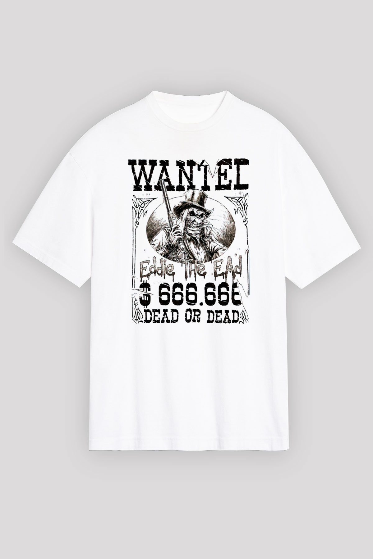 Iron Maiden Beyaz Unisex Oversize Tişört T-Shirt