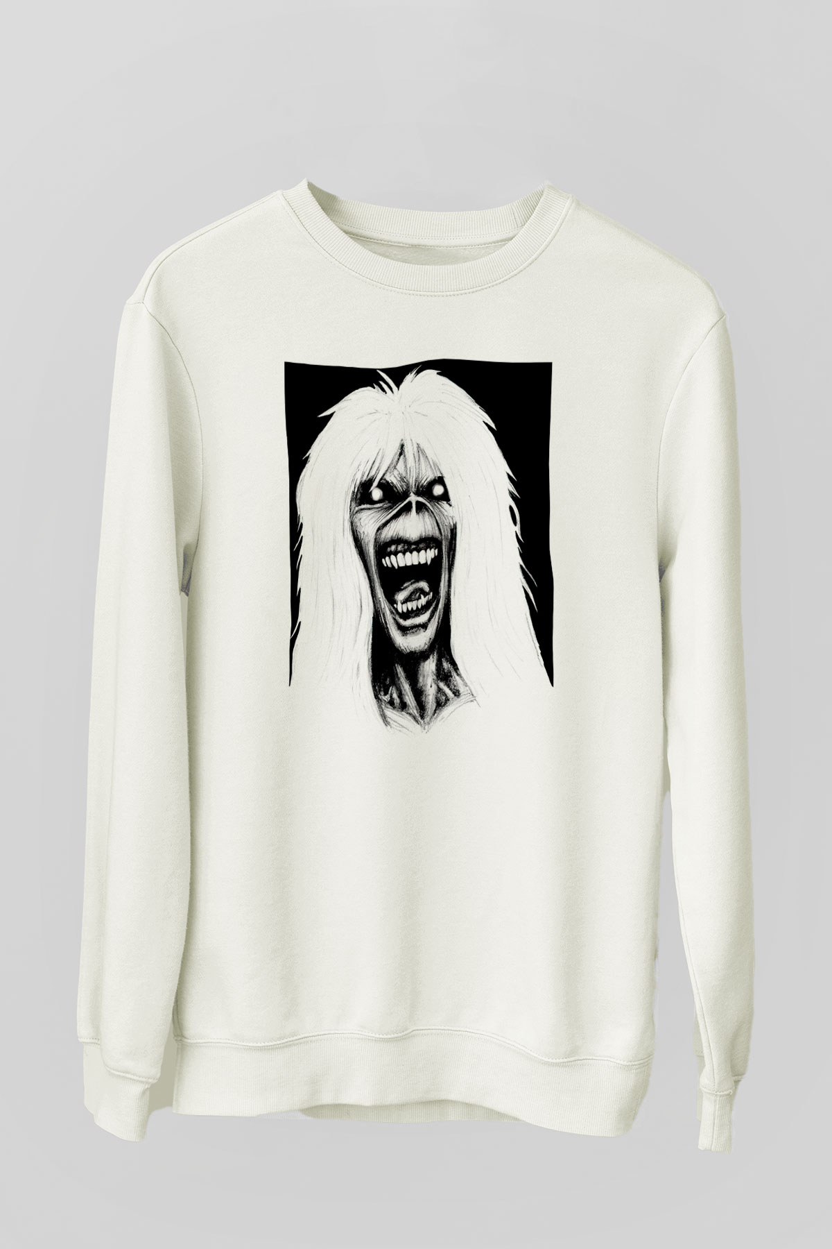 Iron Maiden Beyaz Unisex Sweatshirt