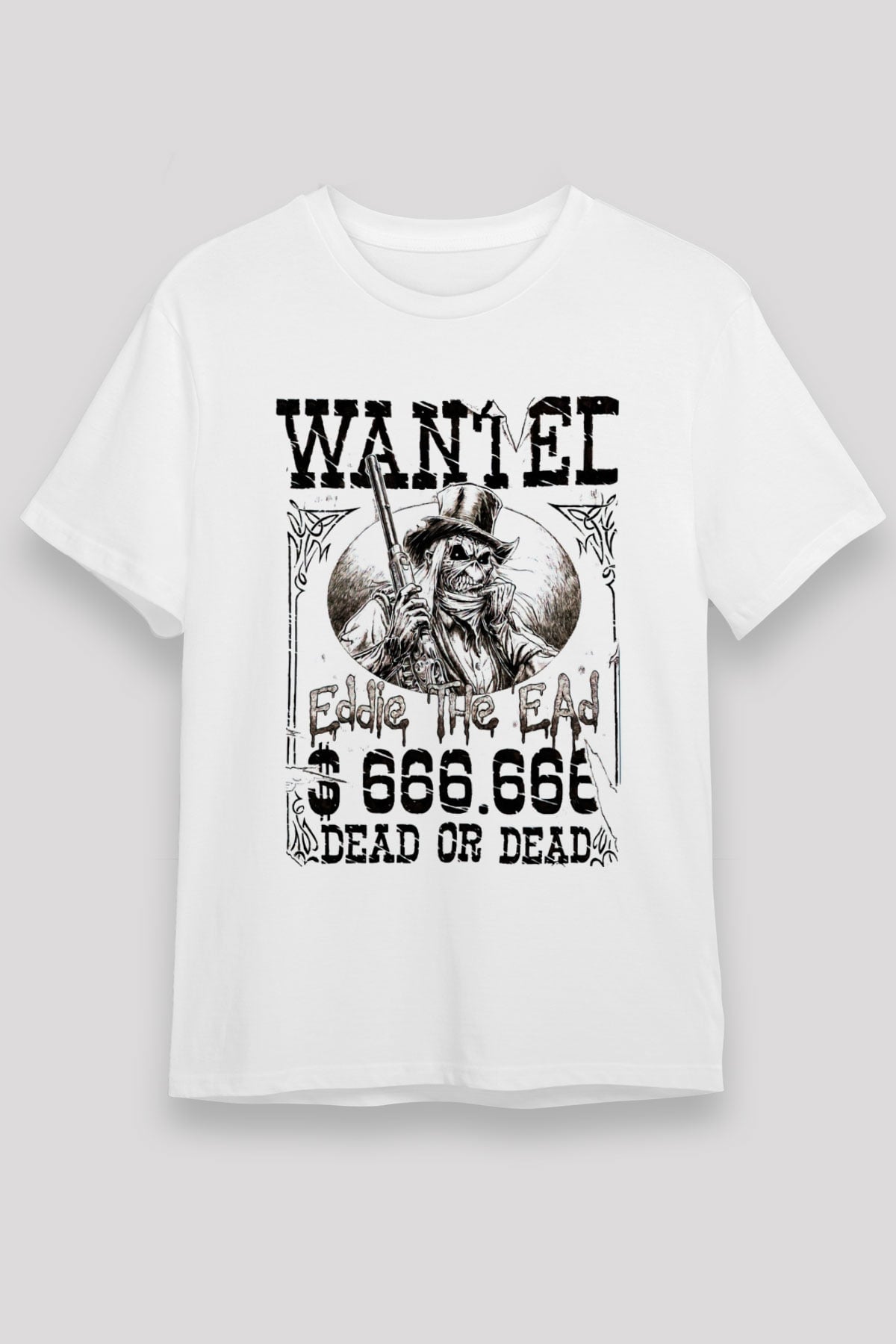 Iron Maiden Beyaz Unisex Tişört T-Shirt - TişörtFabrikası