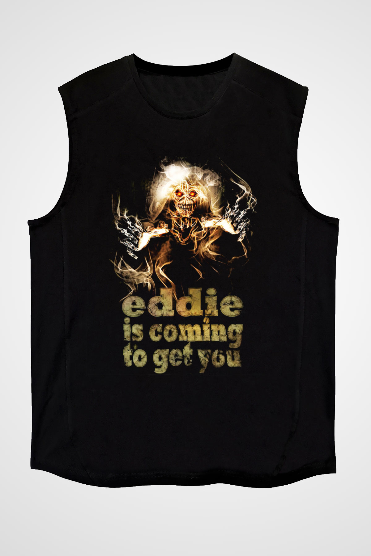 Iron Maiden Eddie İs Coming To Get You Siyah Unisex Kolsuz Tişört
