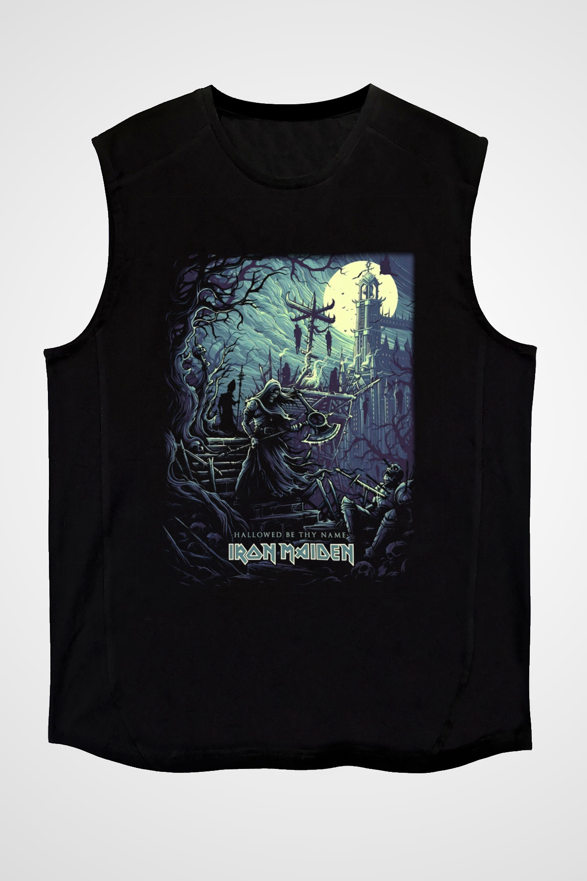 Iron Maiden Hallowed Be Thy Name Siyah Unisex Kolsuz Tişört