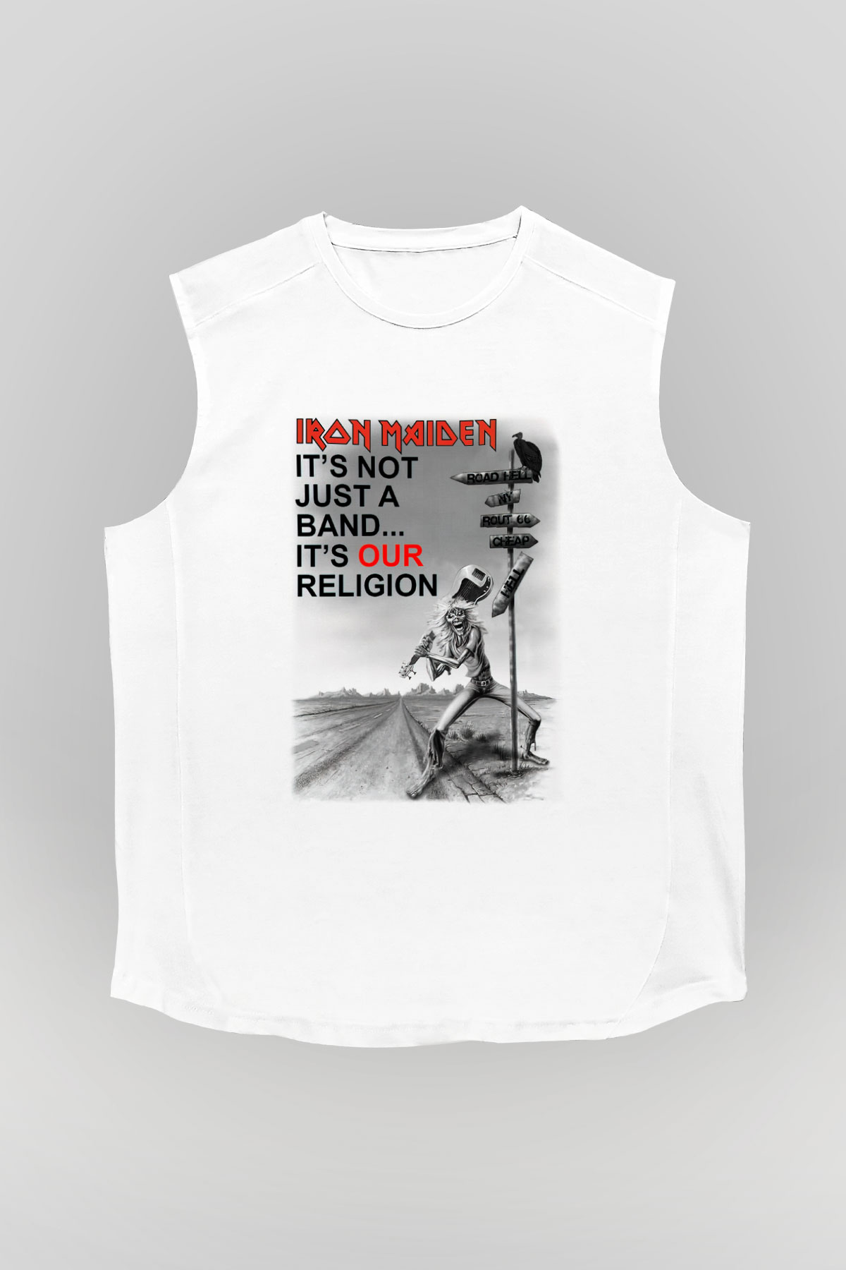Iron Maiden İt's Not Just A Band It's Our Religion Beyaz Unisex Kolsuz Tişört
