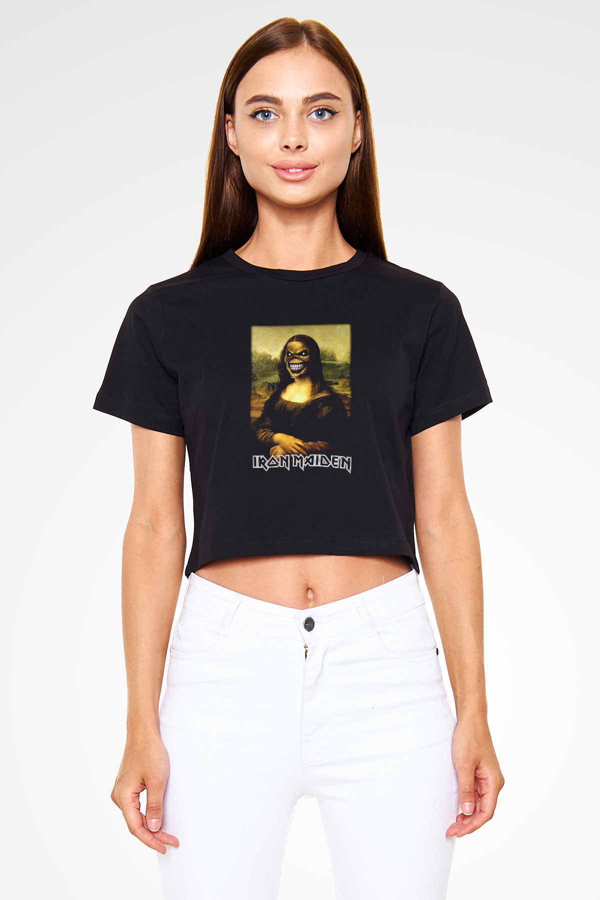 Iron Maiden Siyah Crop Top Tişört