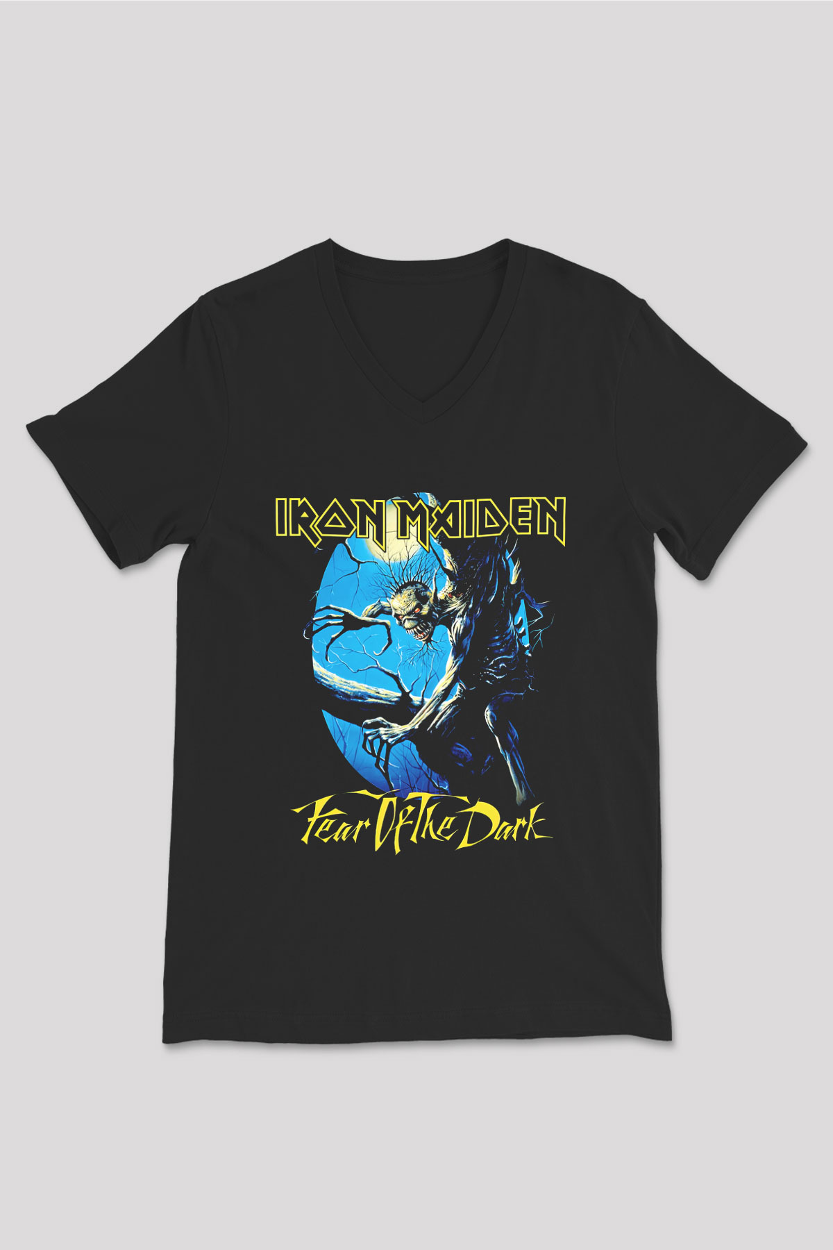 Iron Maiden Siyah Unisex V Yaka Tişört T-Shirt