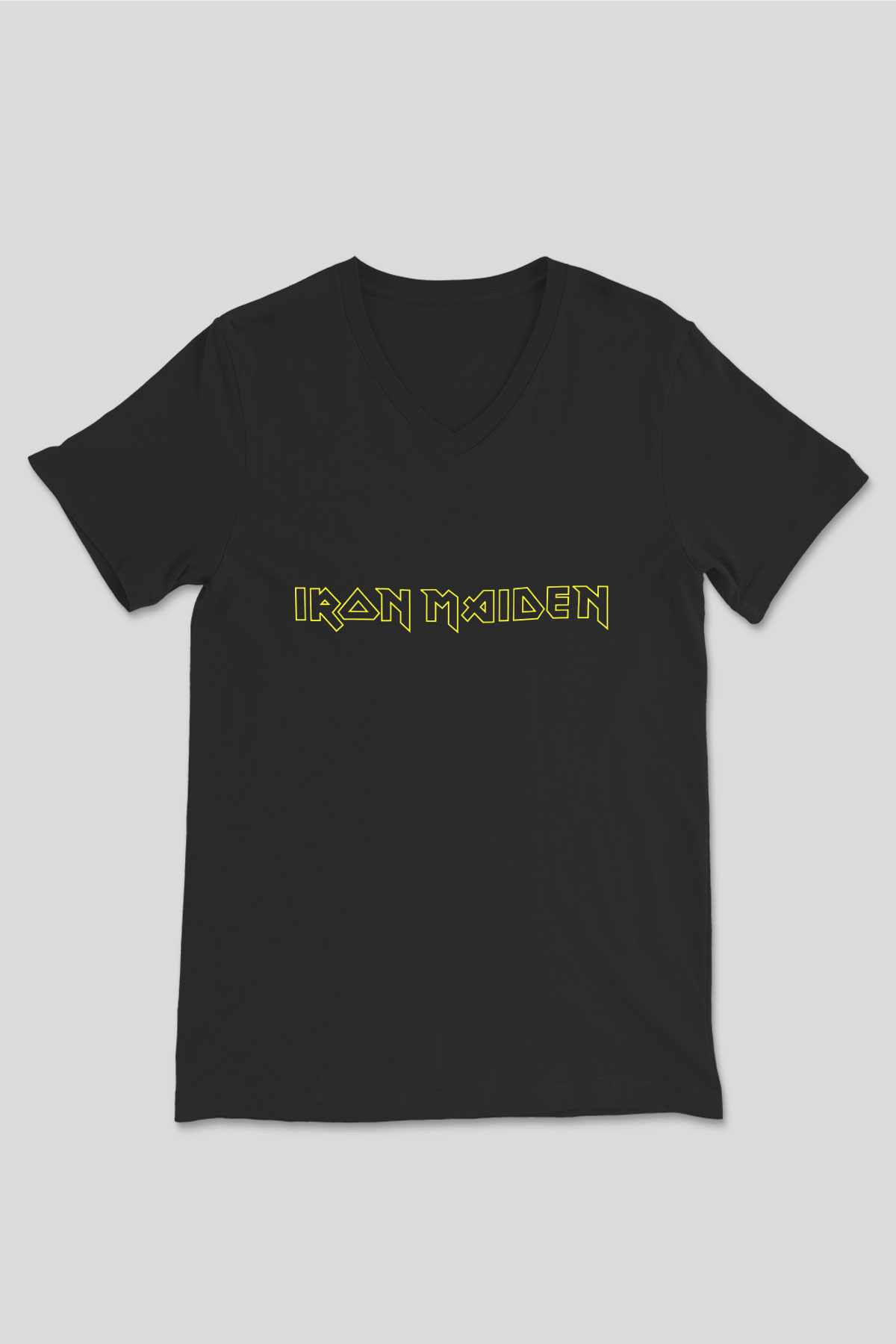 Iron Maiden Siyah Unisex V Yaka Tişört T-Shirt
