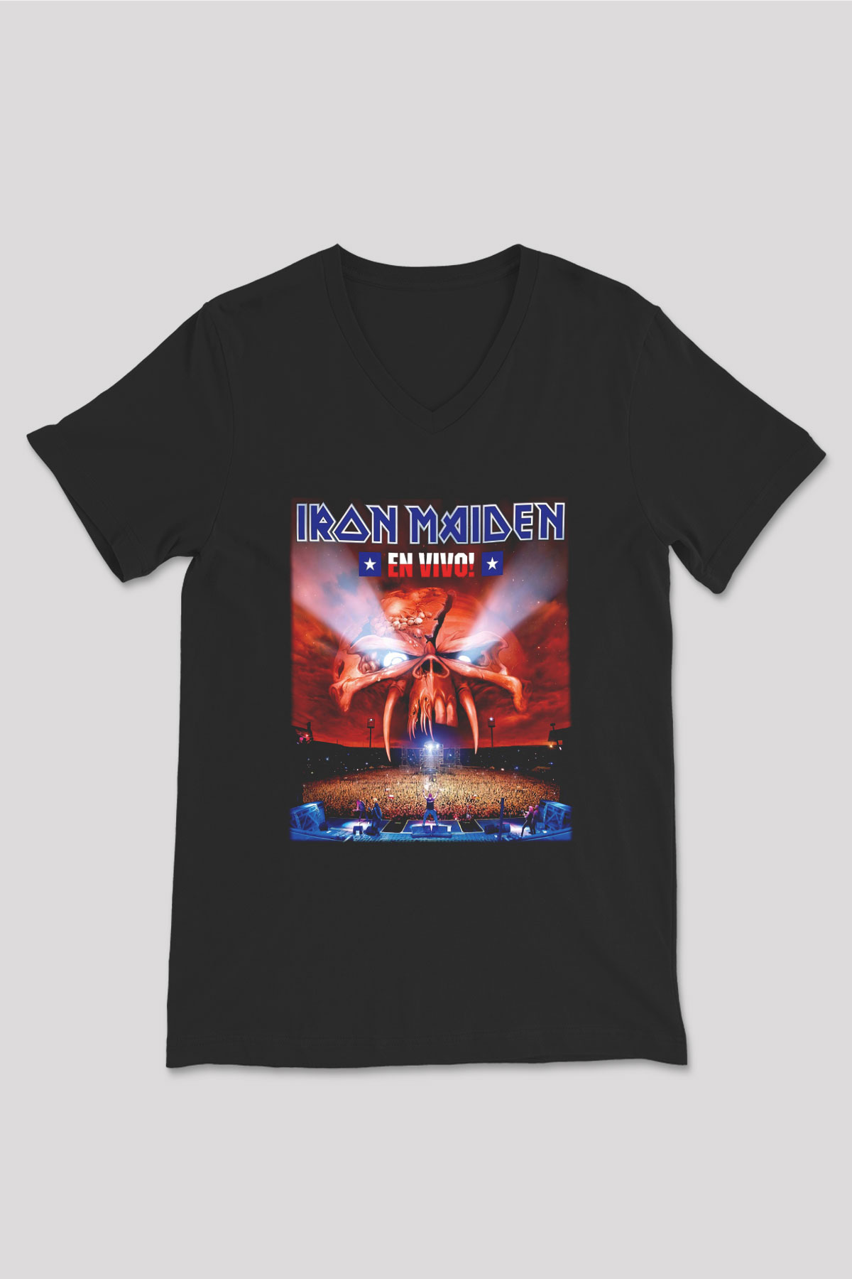 Iron Maiden Siyah Unisex V Yaka Tişört T-Shirt