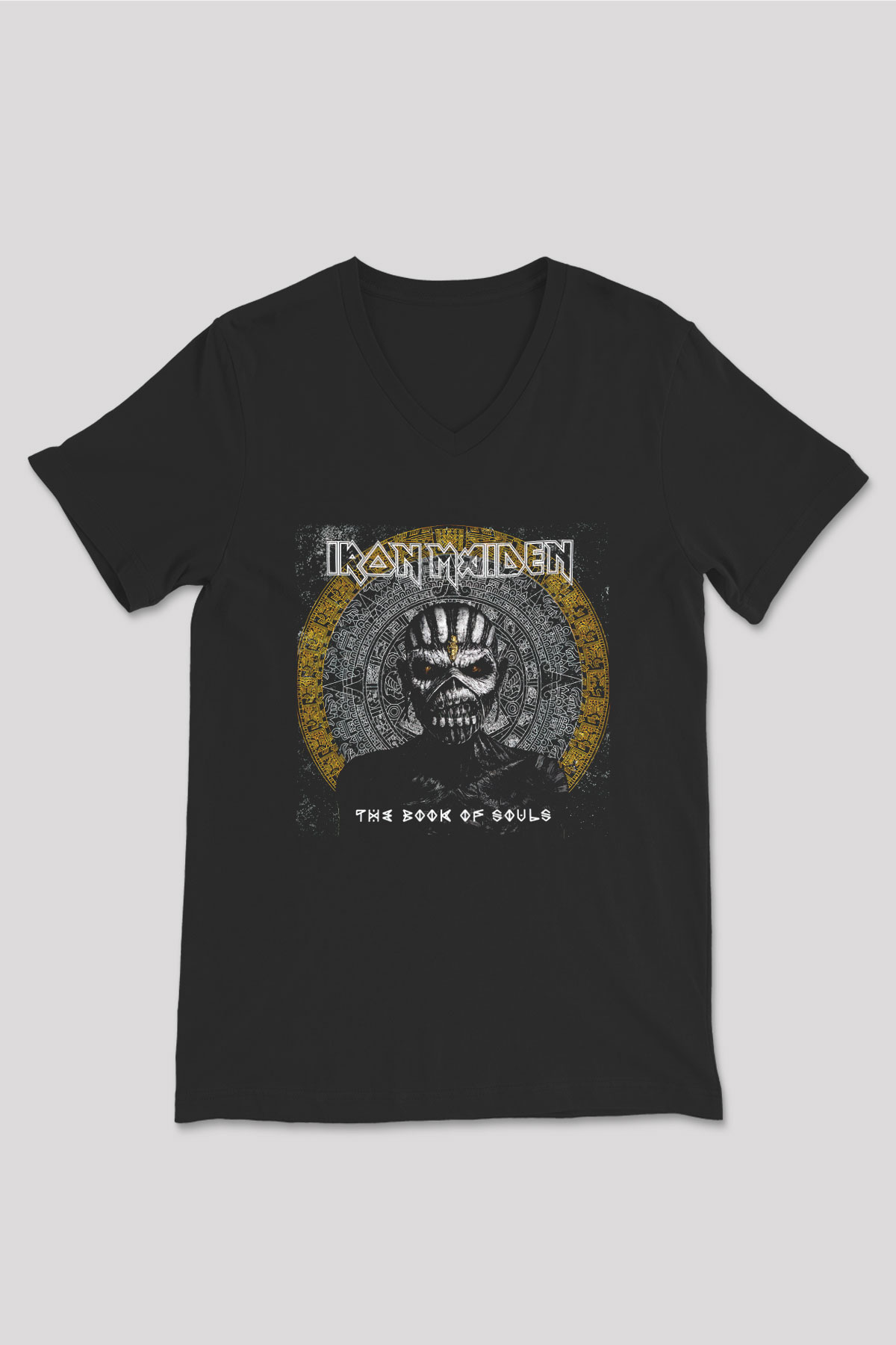 Iron Maiden Siyah Unisex V Yaka Tişört T-Shirt
