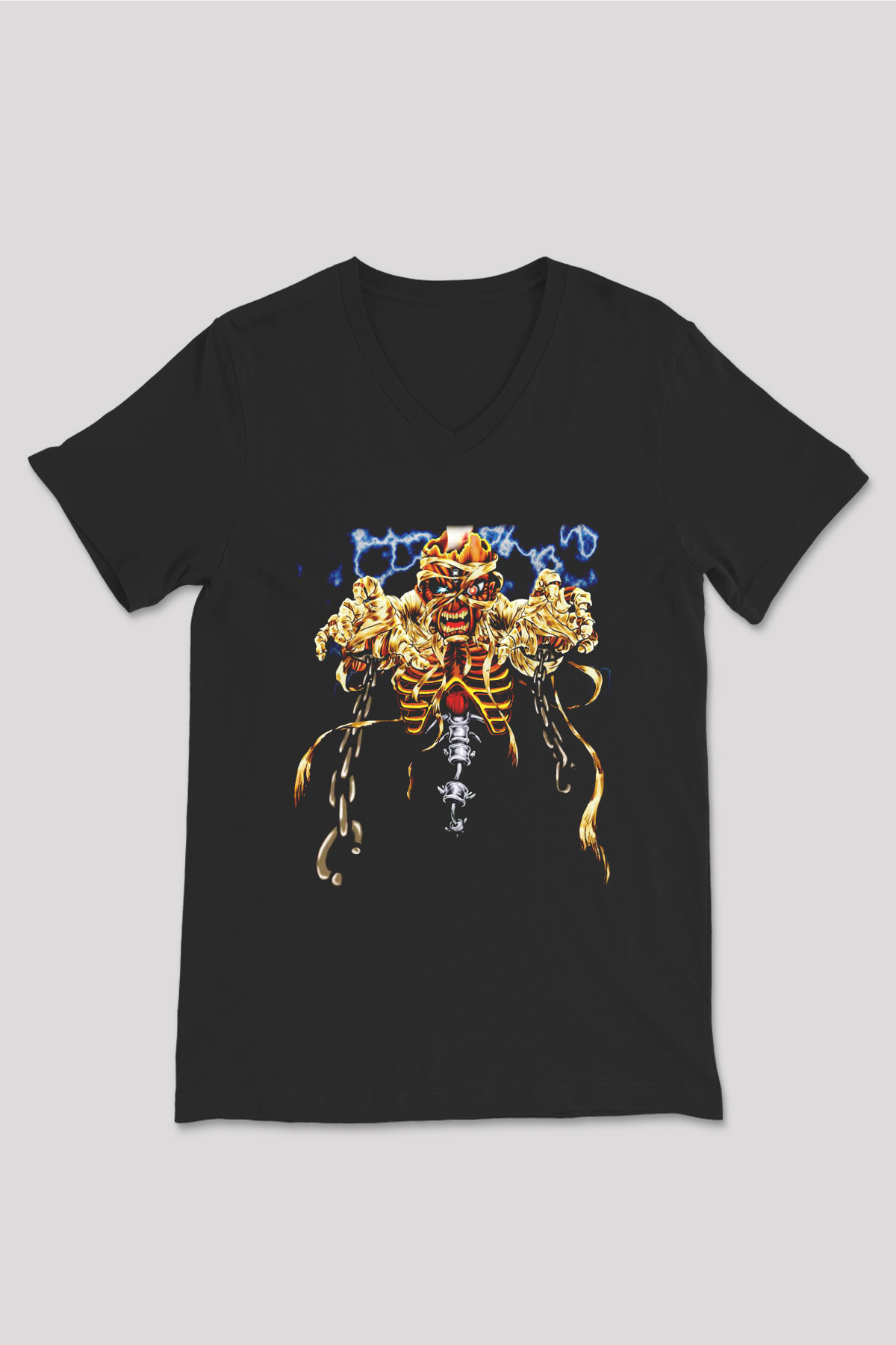 Iron Maiden Siyah Unisex V Yaka Tişört