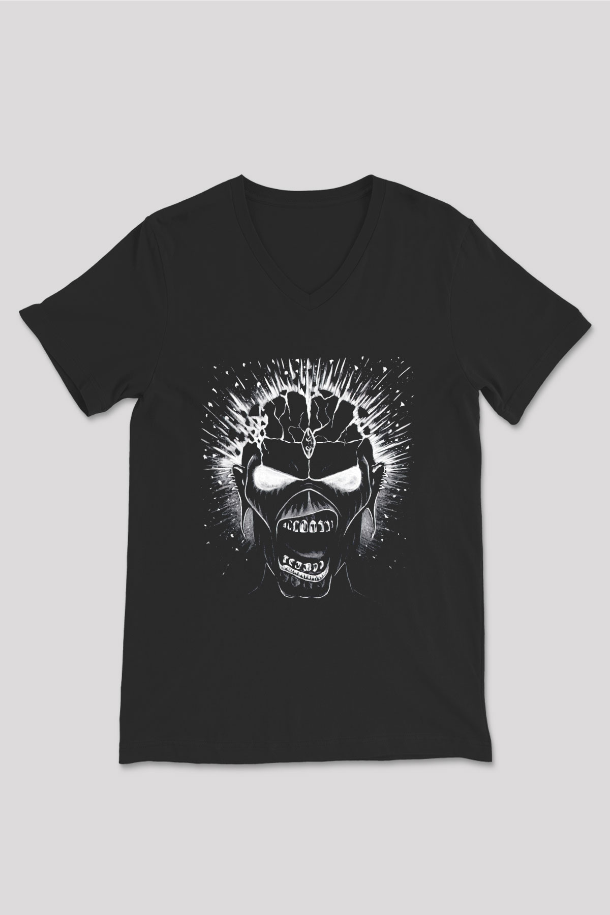 Iron Maiden Siyah Unisex V Yaka Tişört