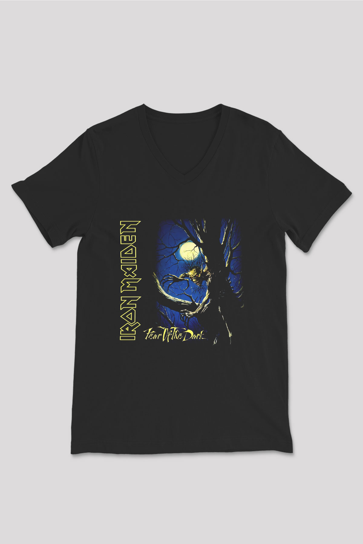 Iron Maiden Siyah Unisex V Yaka Tişört T-Shirt