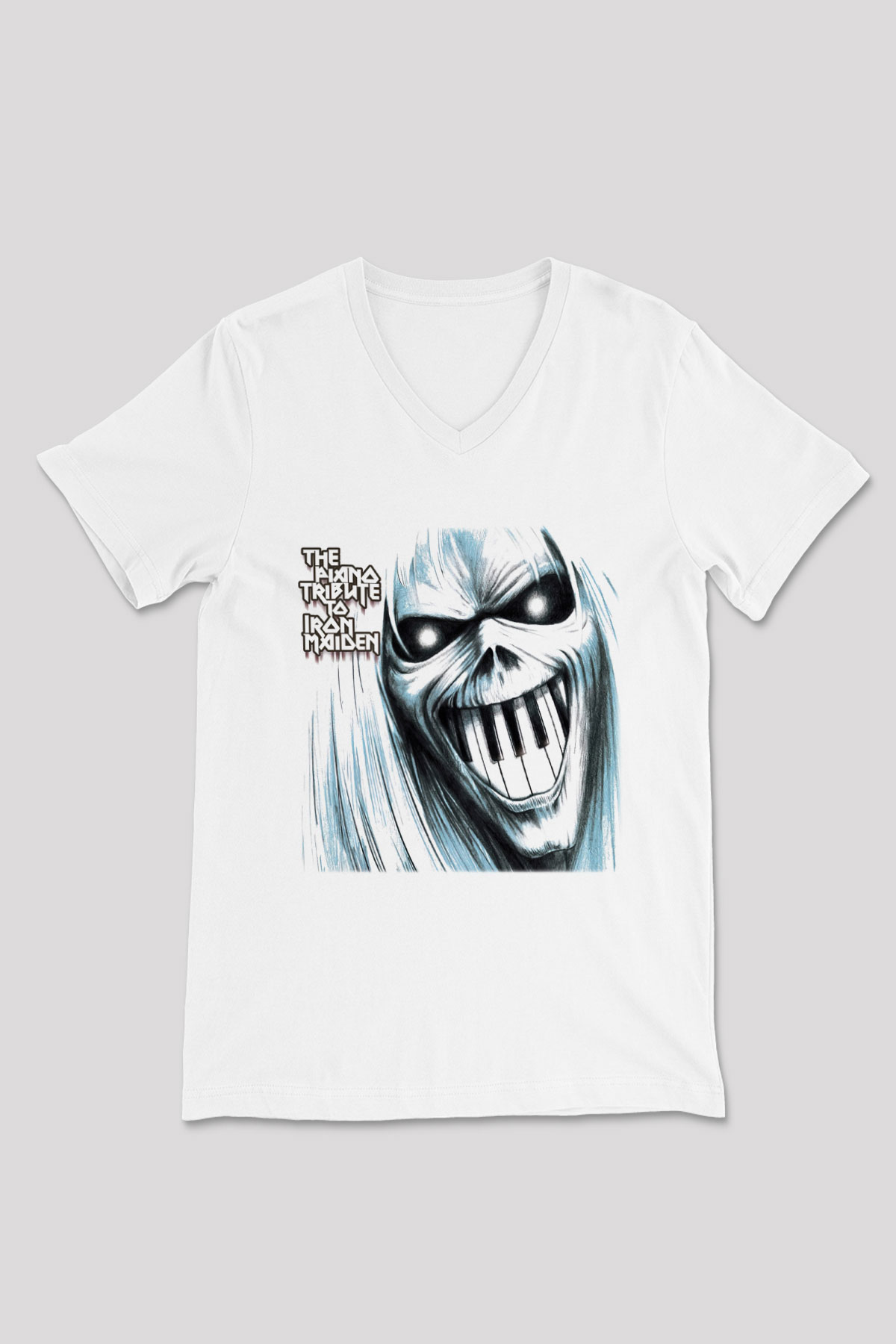 Iron Maiden The Tribute To İron Maiden Beyaz Unisex V Yaka Tişört T-Shirt