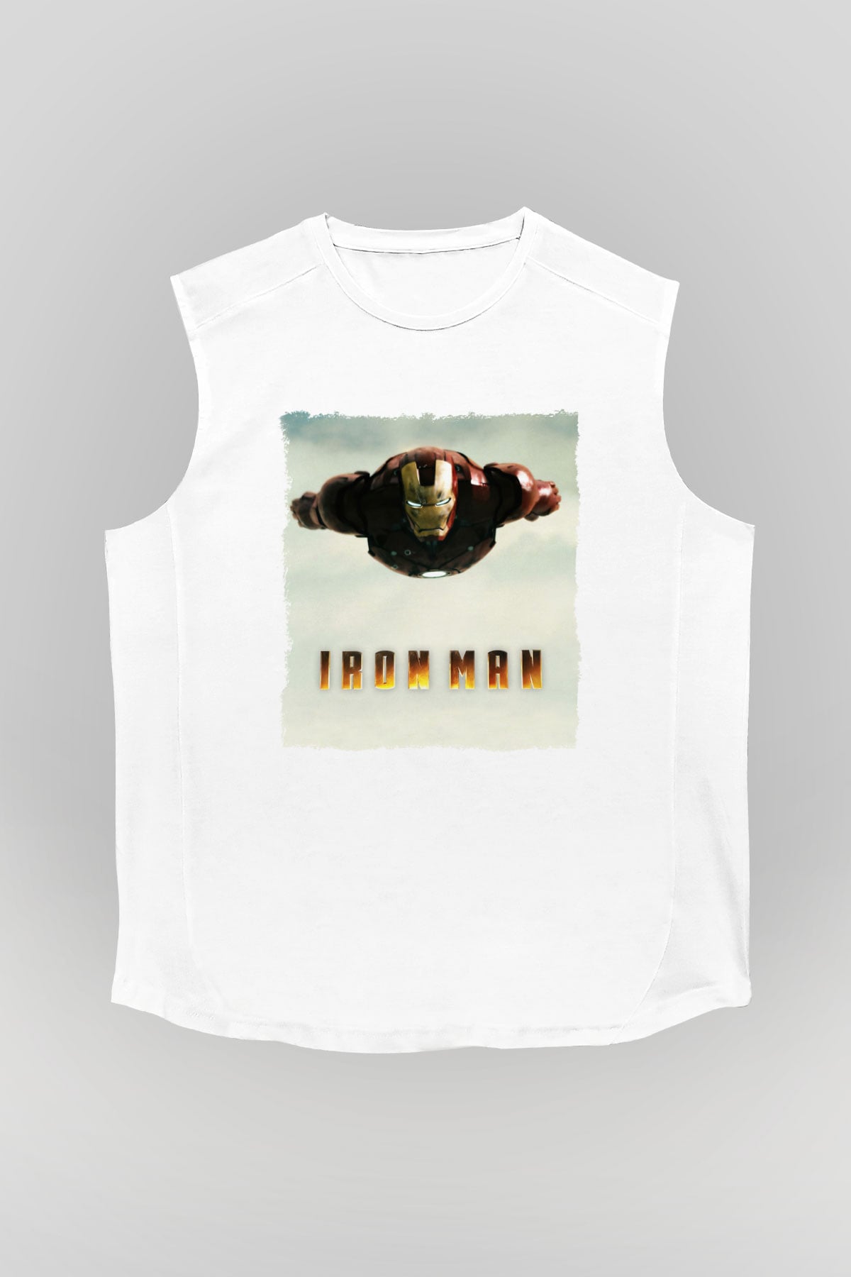 Iron Man Beyaz Unisex Kolsuz Tişört
