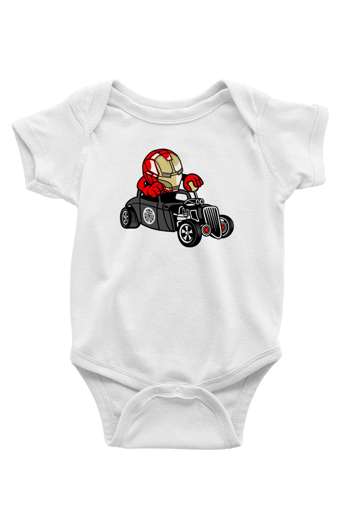 Iron Man Hotrod Baskılı Unisex Beyaz Bebek Body - Zıbın