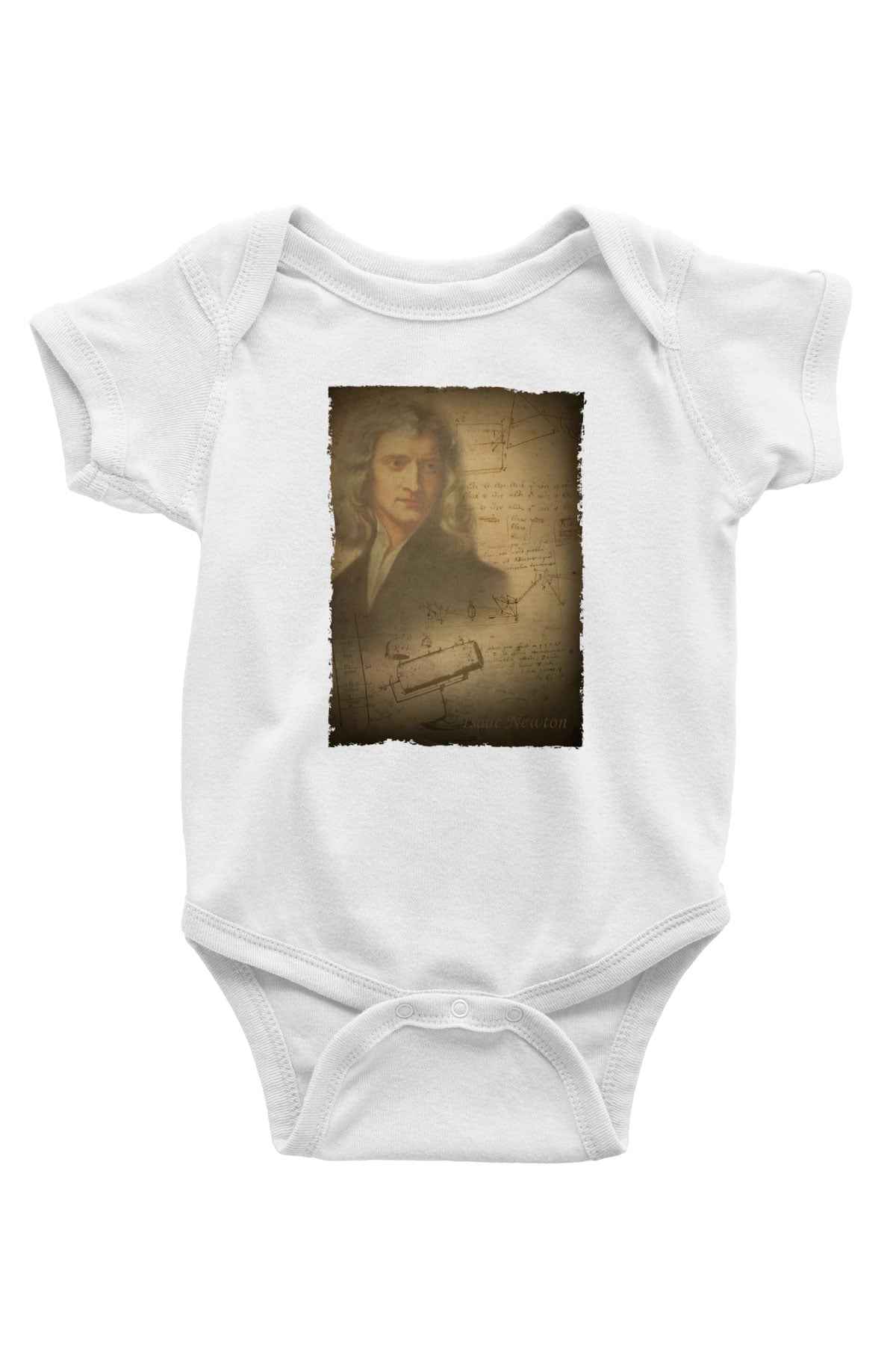 Isaac Newton Baskılı Beyaz Bebek Body - Zıbın