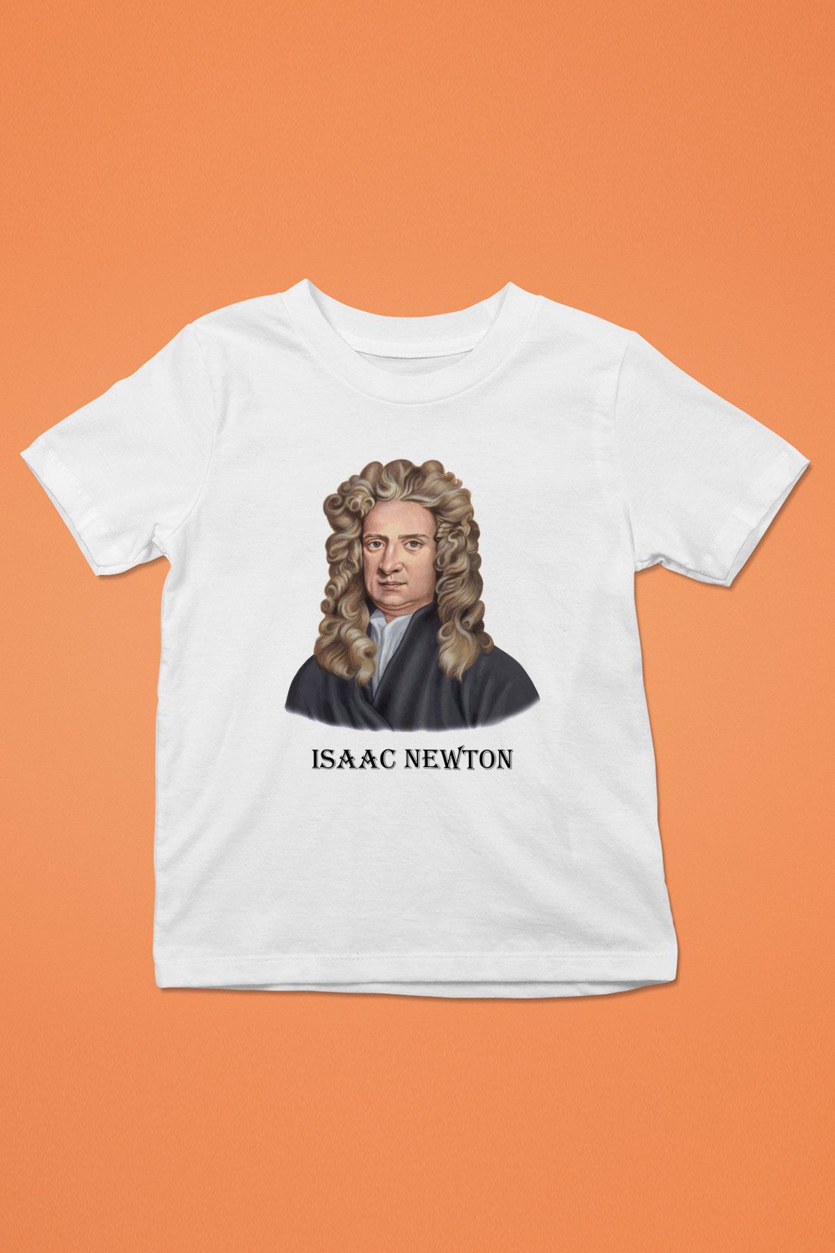 İsaac Newton Portre Baskılı Unisex Beyaz Çocuk Tişört