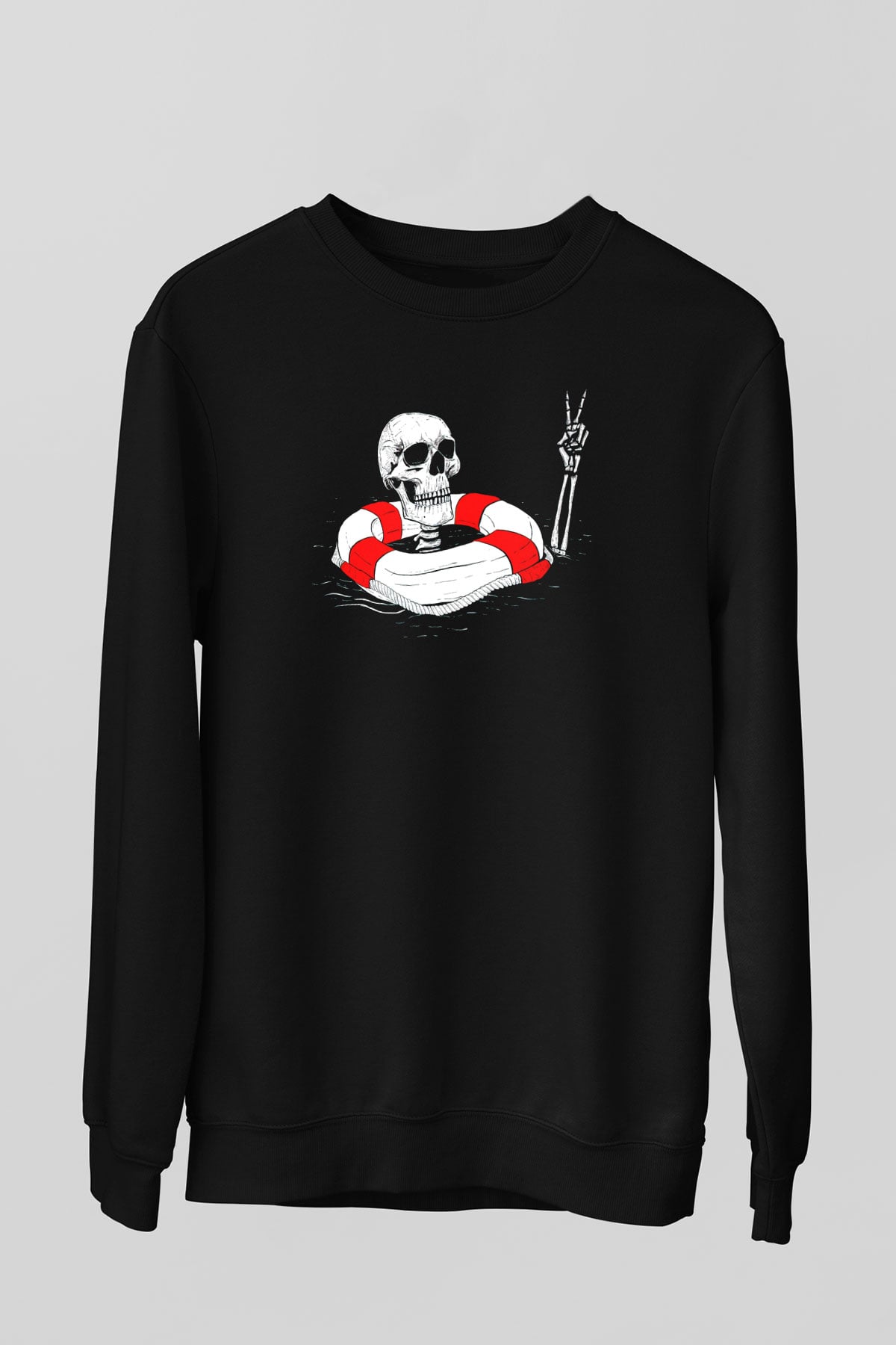 İskelet Baskılı Unisex Siyah  Sweatshirt