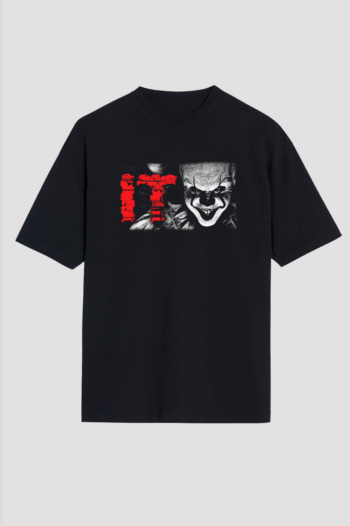 It Siyah Unisex Oversize Tişört T-Shirt