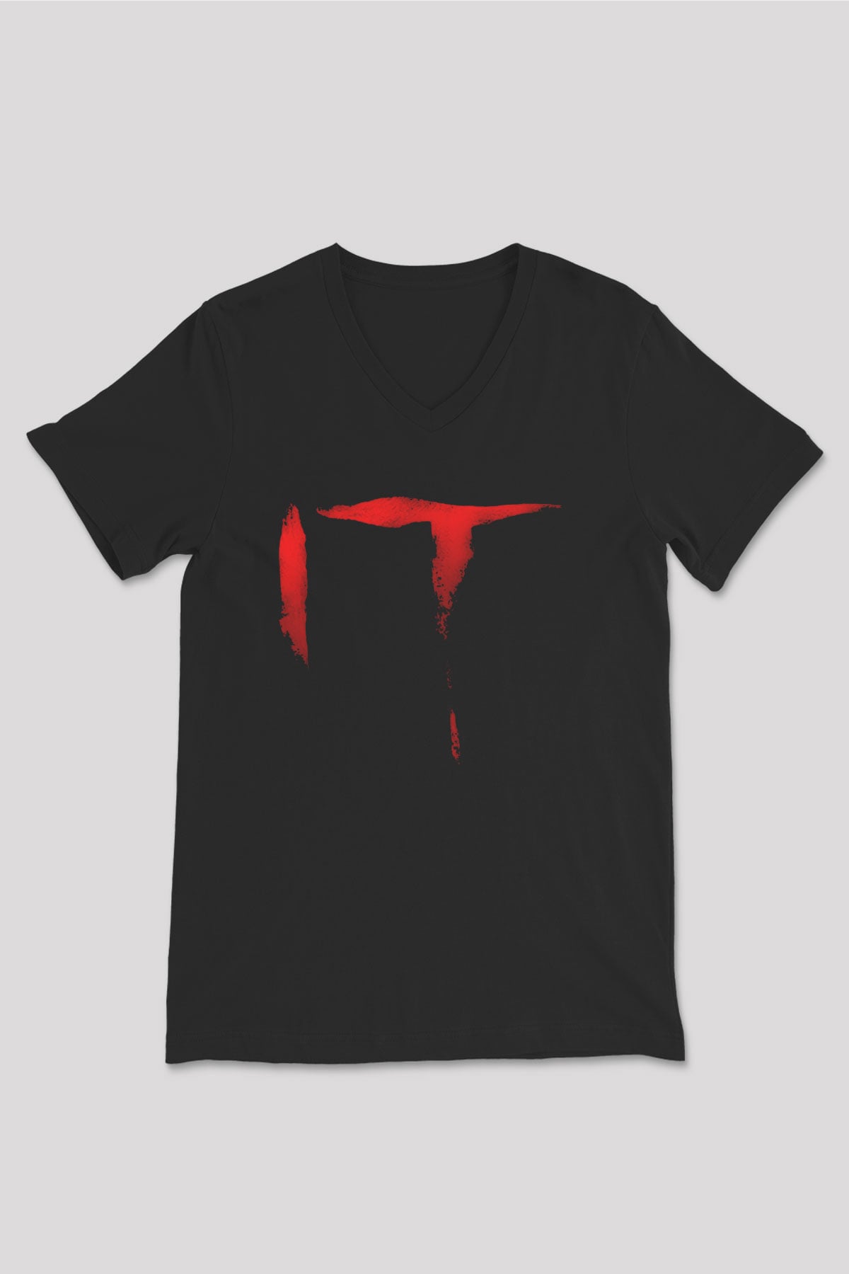 It Siyah Unisex V Yaka Tişört