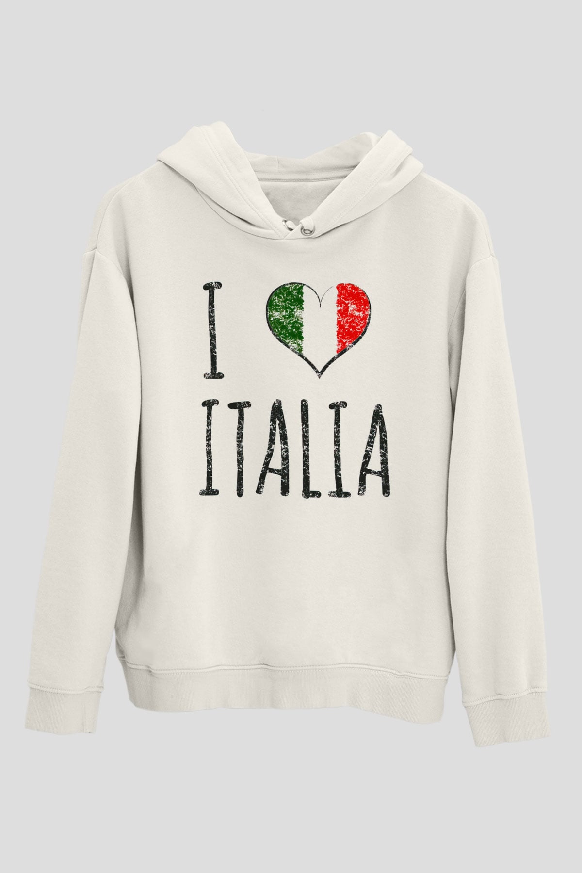 İtalya Beyaz Unisex Kapşonlu Sweatshirt